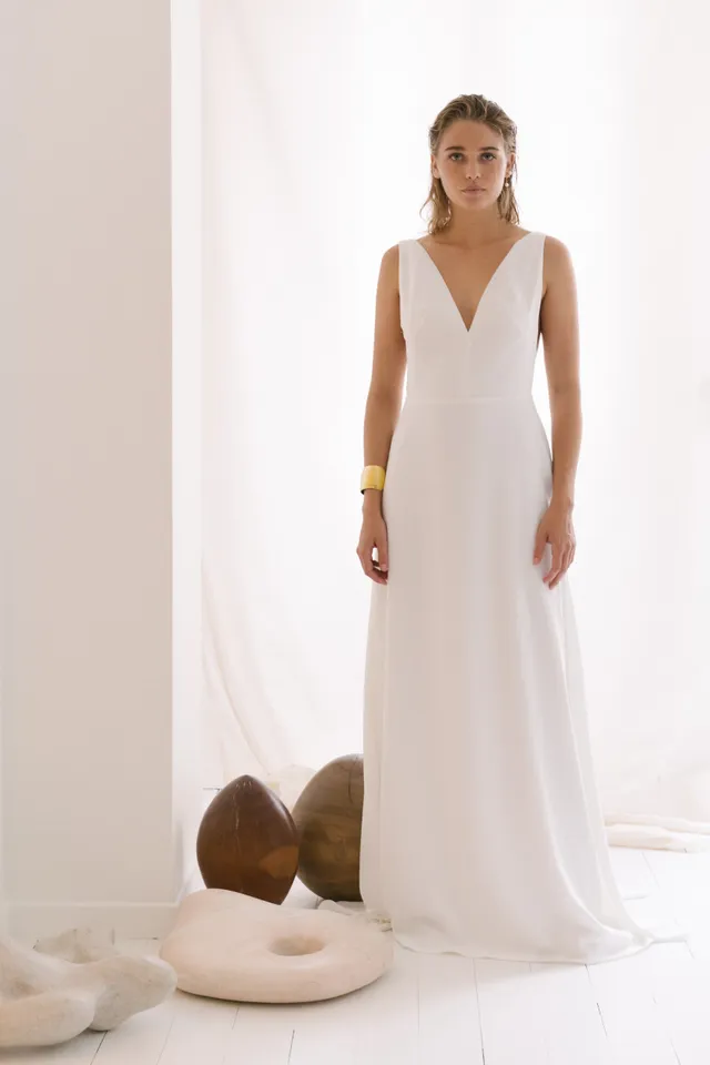 Maison Floret Sur-mesure Jens robe mariée crêpe fluide