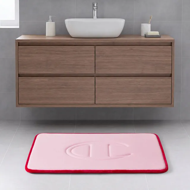 Champion Quilted Logo Tapis de bain rose 17x24 mousse