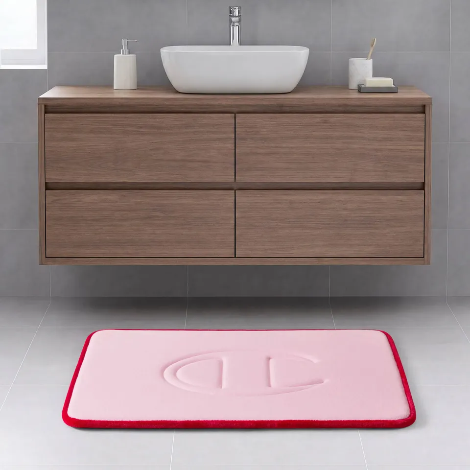 Champion Quilted Logo Tapis de bain rose 17x24 mousse