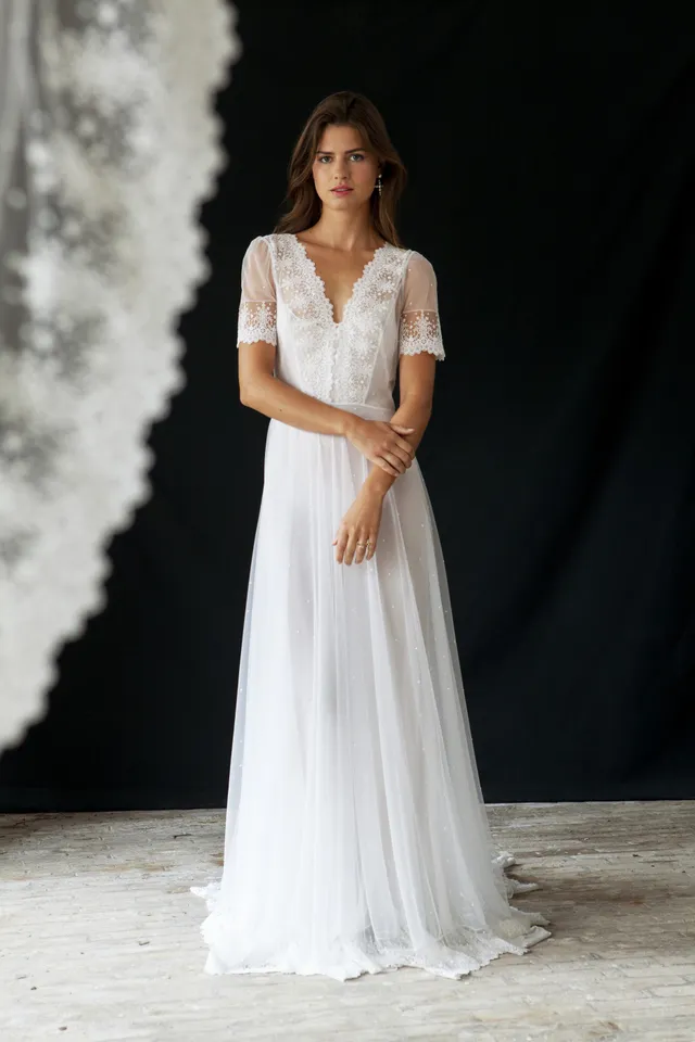 Maison Floret Sur-mesure Célestin robe plumetis dentelle