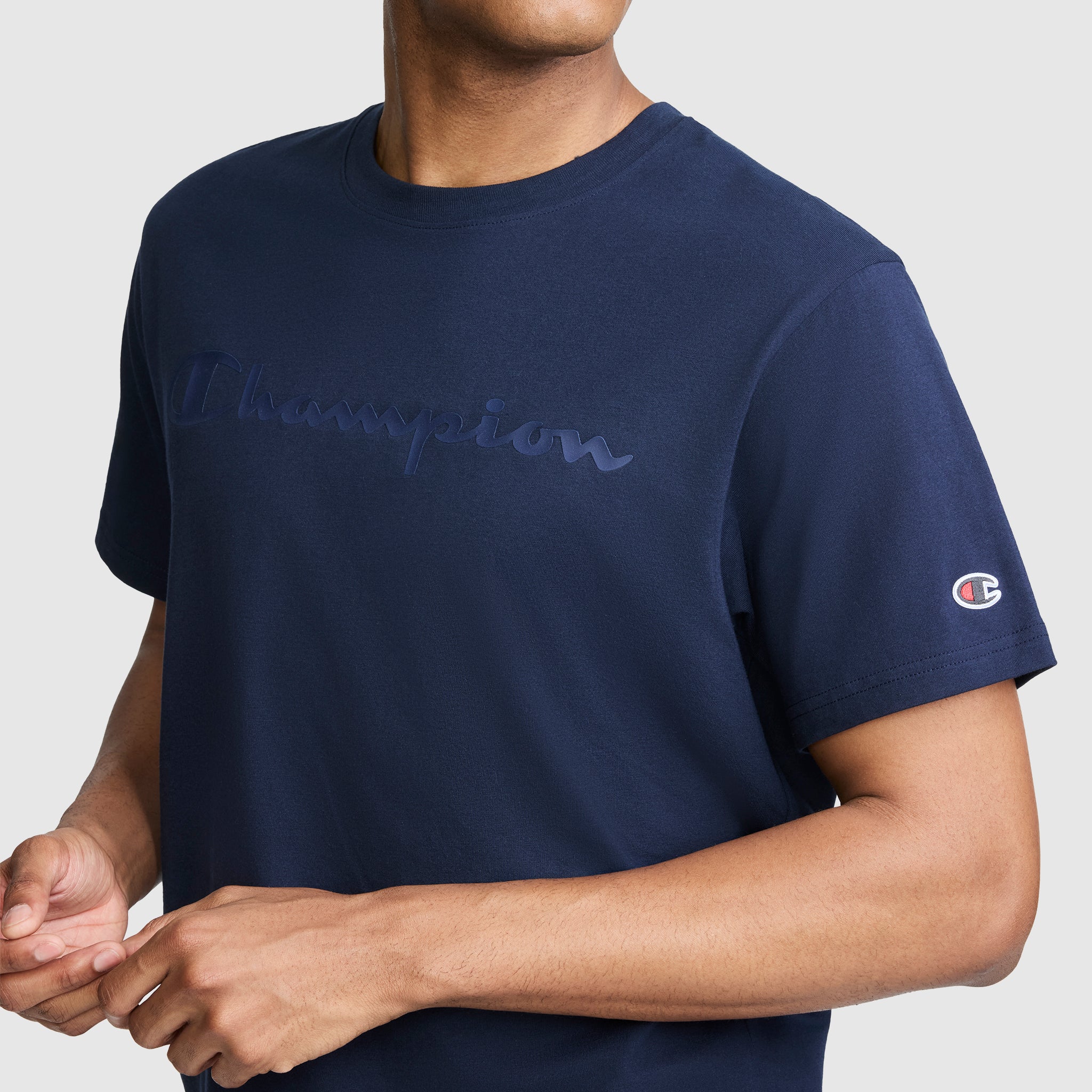 Champion Classic Graphic Tonal Script t-shirt homme bleu marine coton