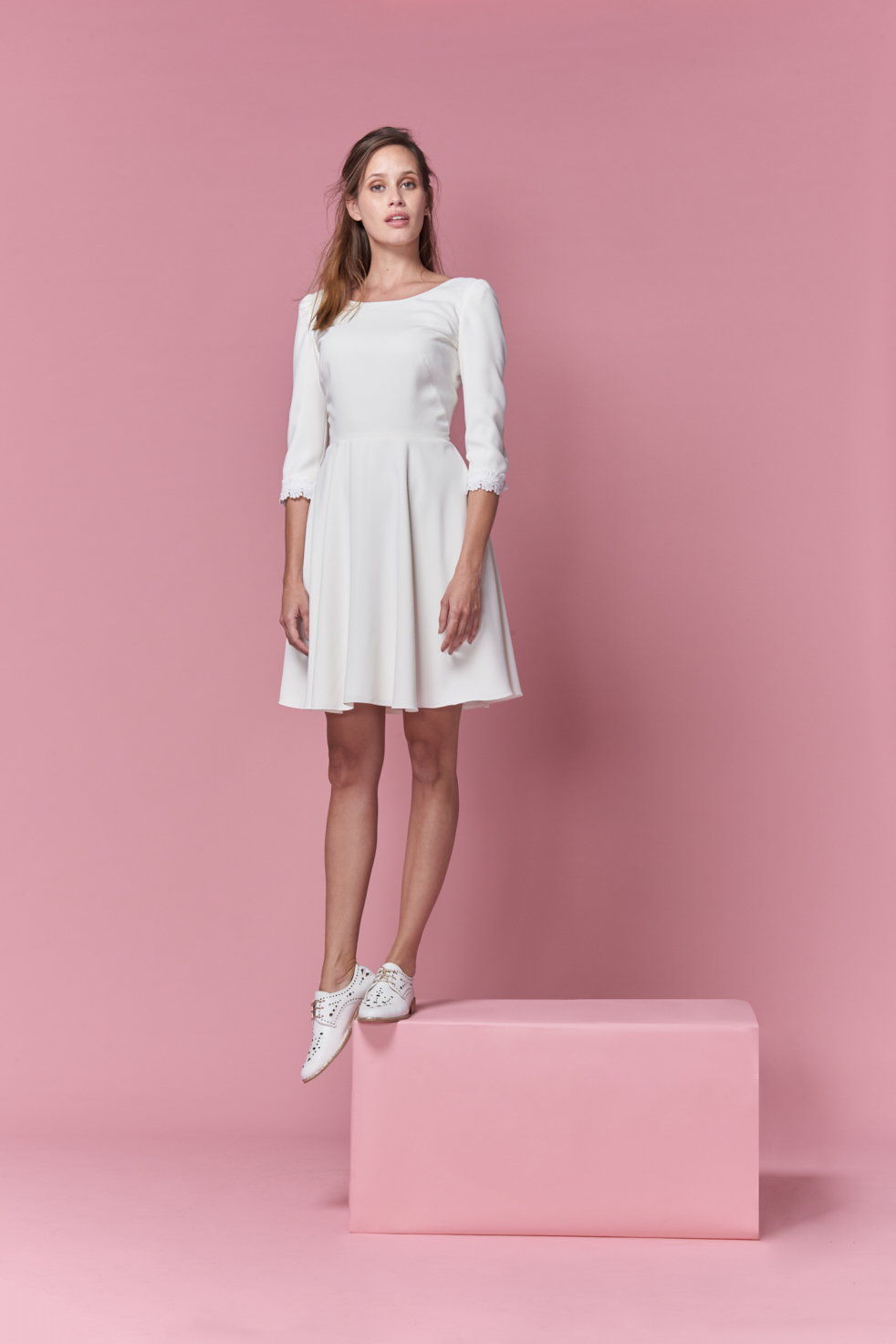 Maison Floret Lee robe crêpe broderie de Calais