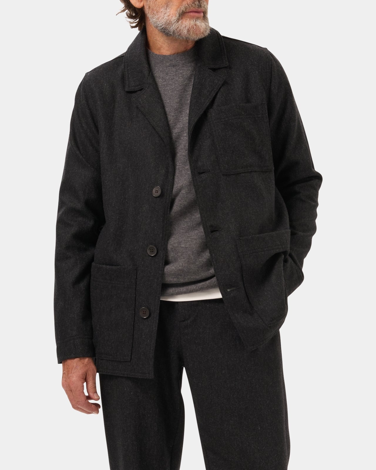LAFAURIE ANDREU Flanelle veste gris anthracite laine