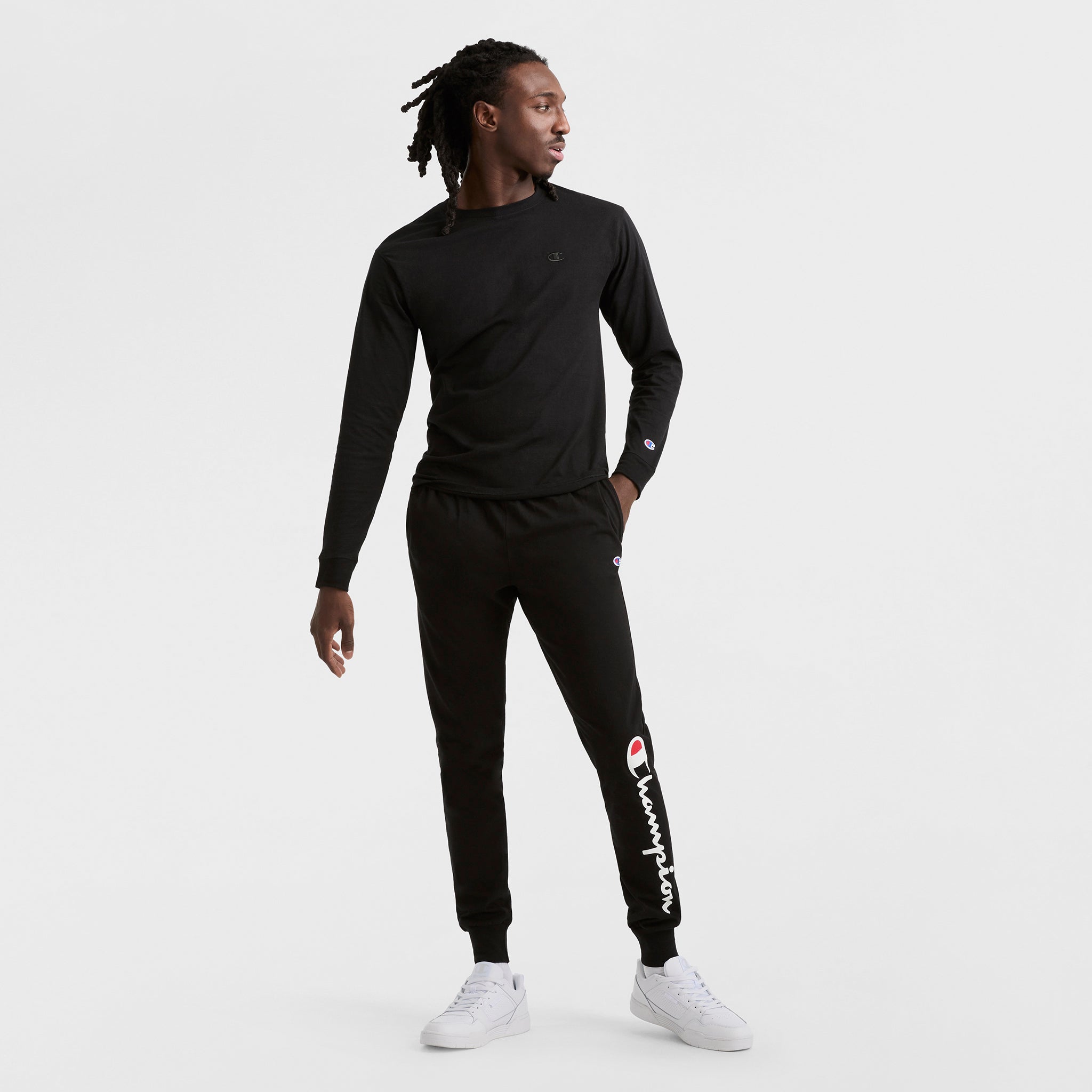 Champion Classic Long Sleeve T-Shirt manches longues noir logo C