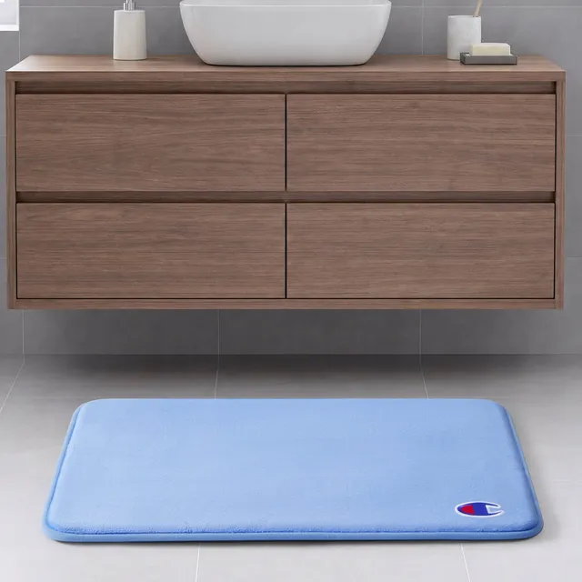 Champion Logo Patch tapis de bain bleu mousse mémoire 17x24