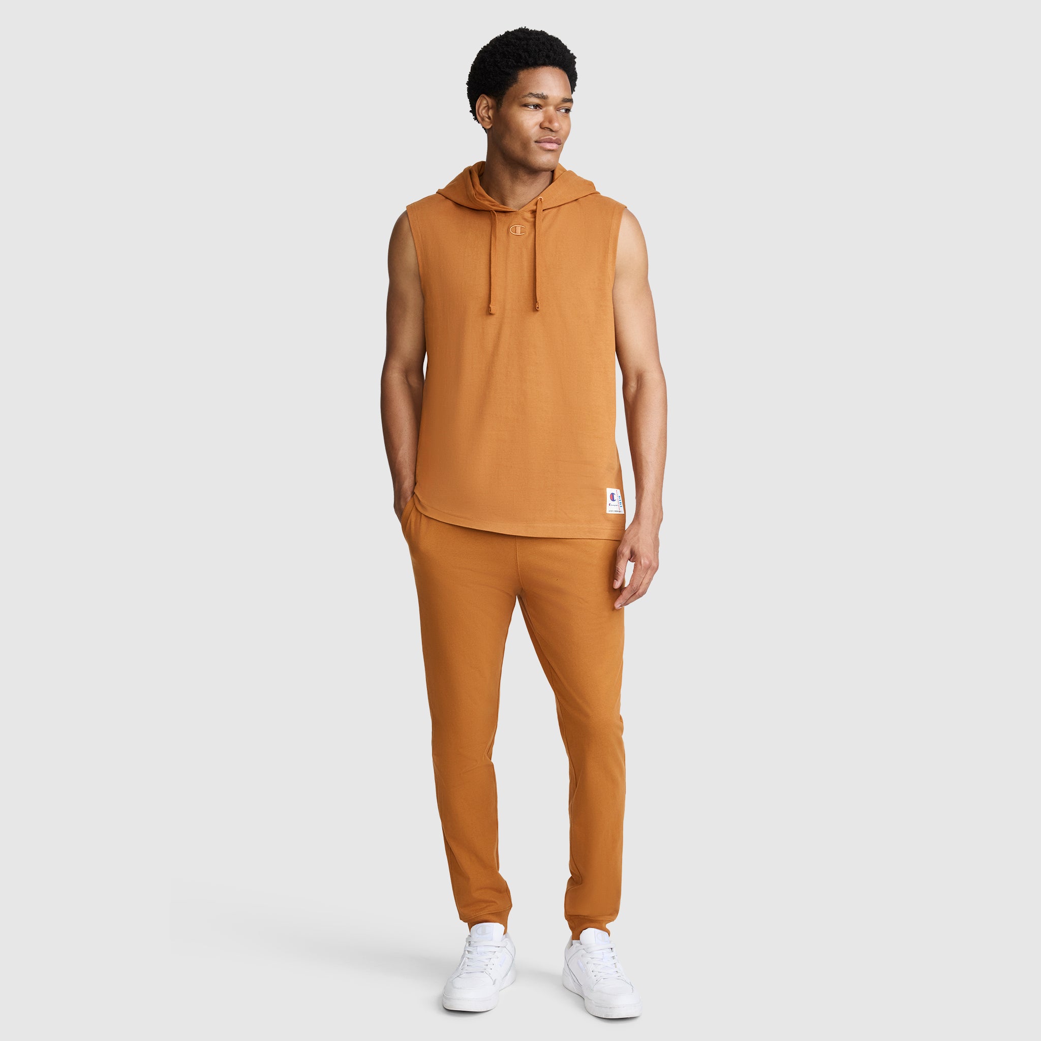 Champion Jersey Sleeveless Hoodie sweat capuche orange Glazed Ginger coton