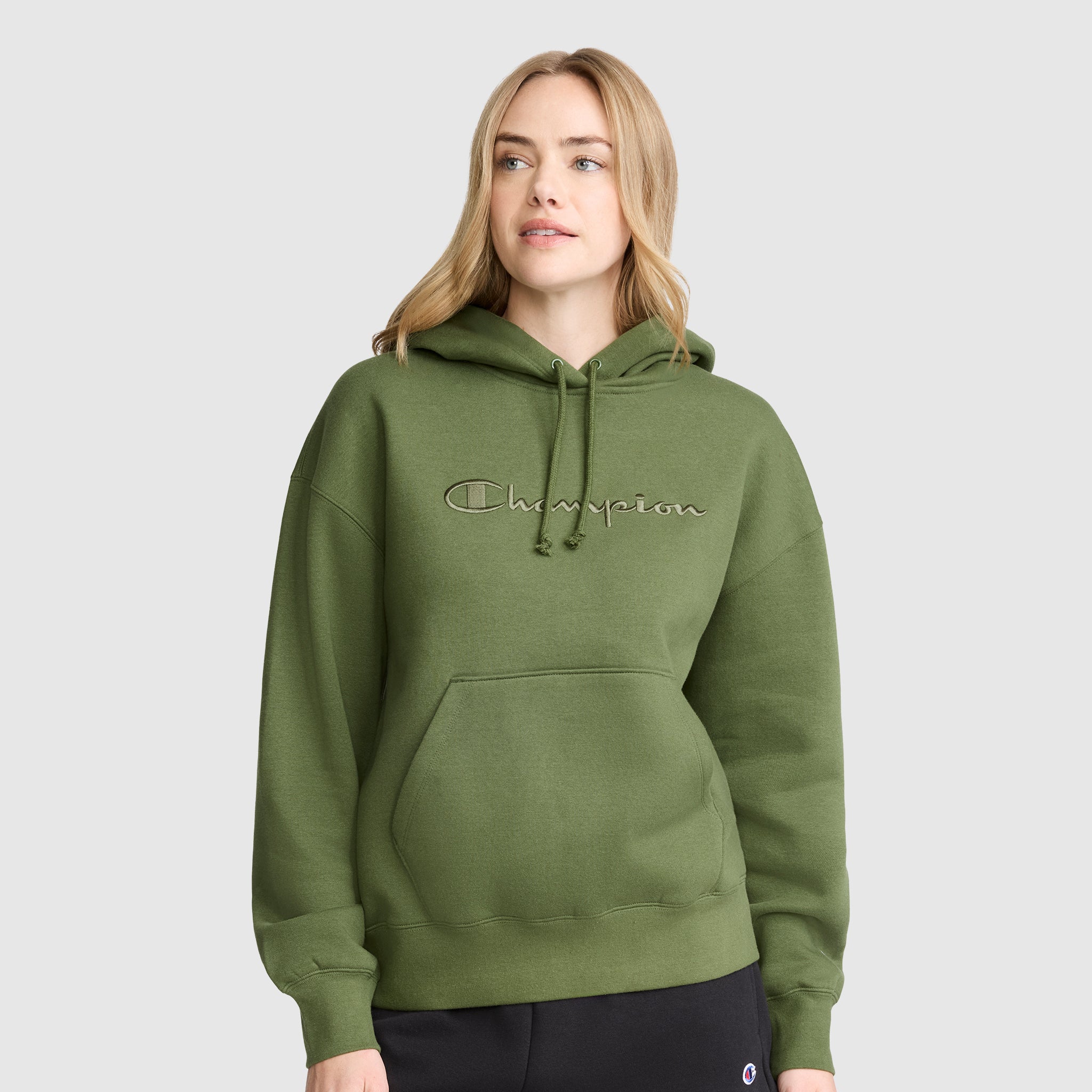 Champion Powerblend Tonal Script Freshman hoodie vert Chive