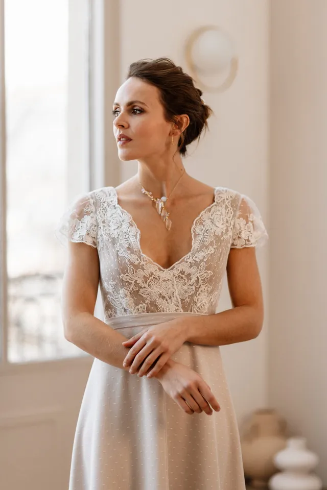 Le Jour de Notre Oui CIEL ROSE robe mariée rose tulle