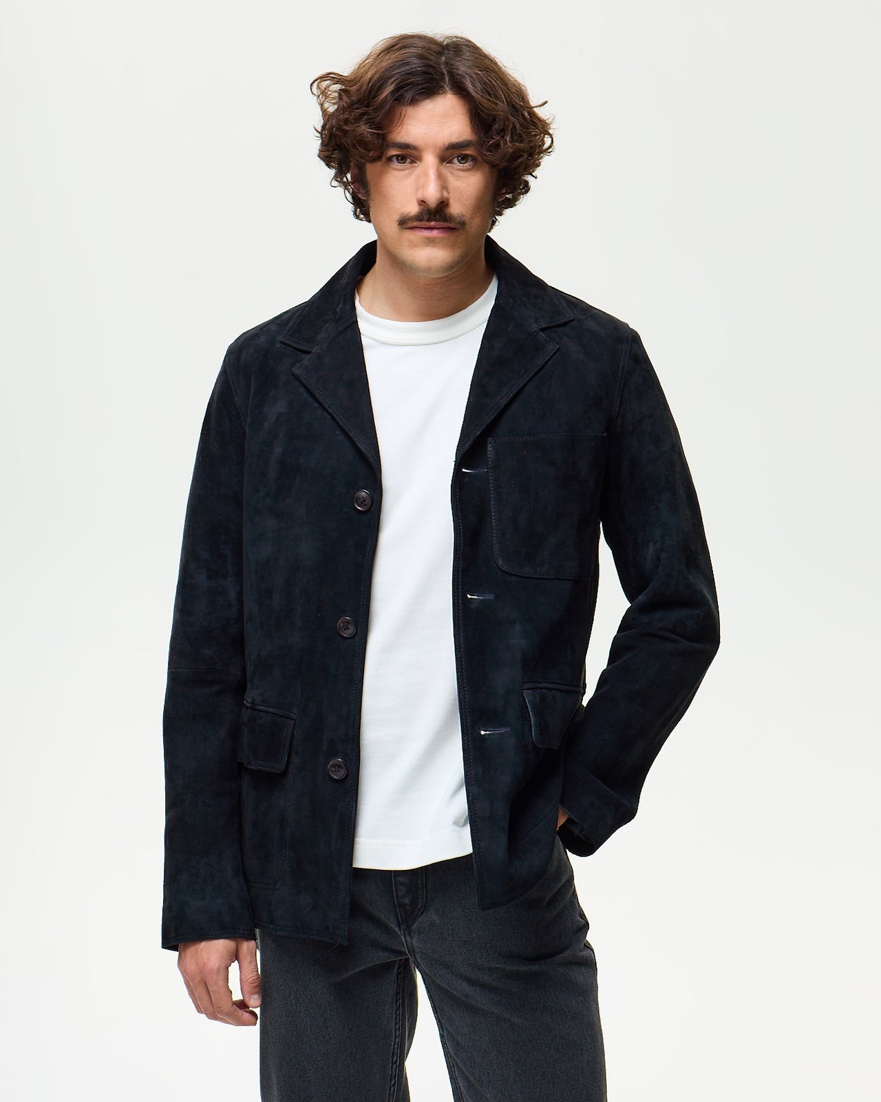 LAFAURIE PERRIAND veste cuir noir khol agneau velours
