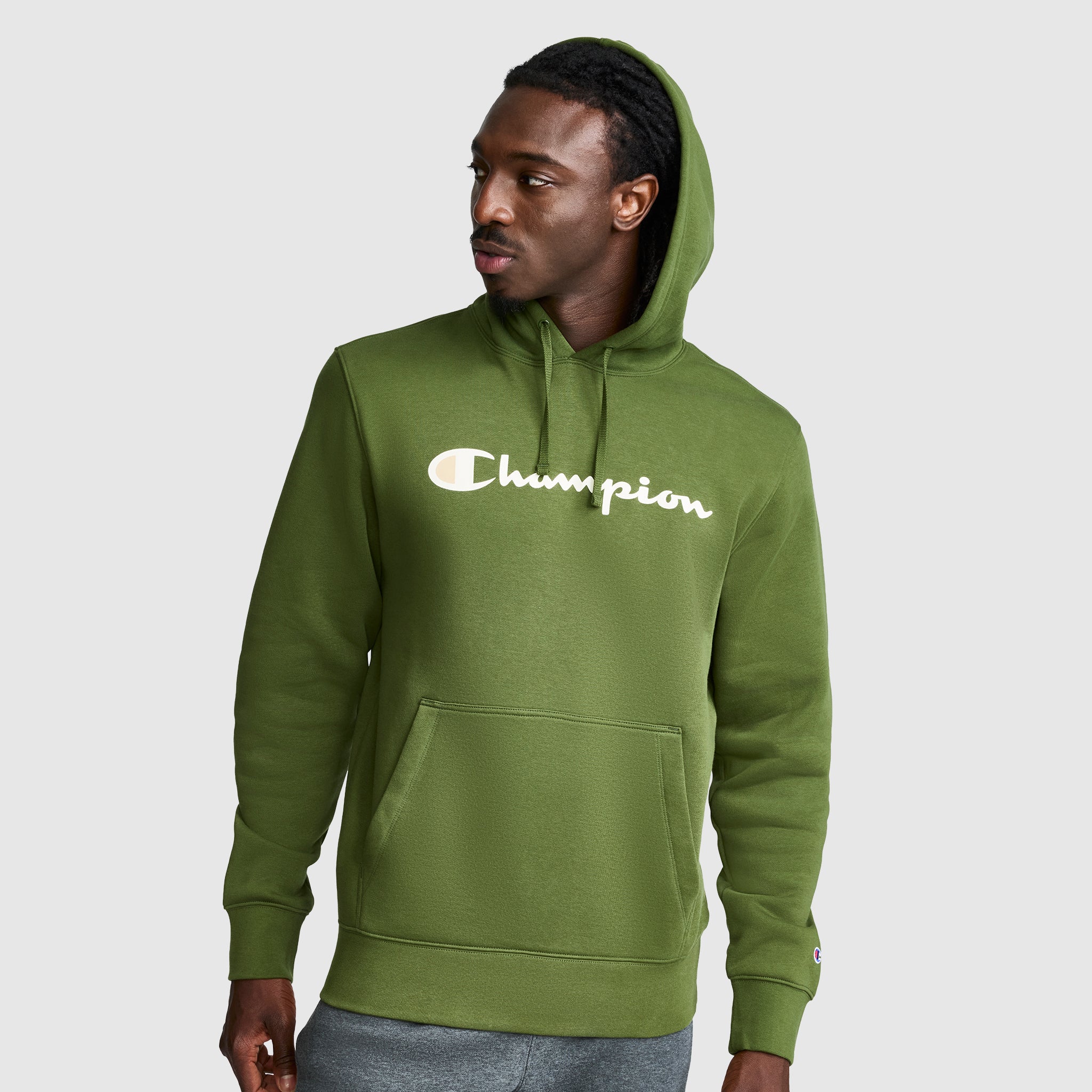 Champion Powerblend Hoodie Full Script Logo sweat à capuche Chive