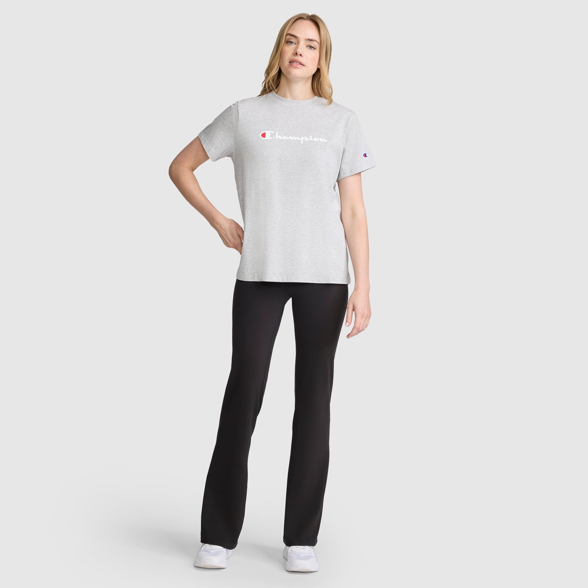 Champion Classic T-Shirt Script Logo t-shirt femme gris coton