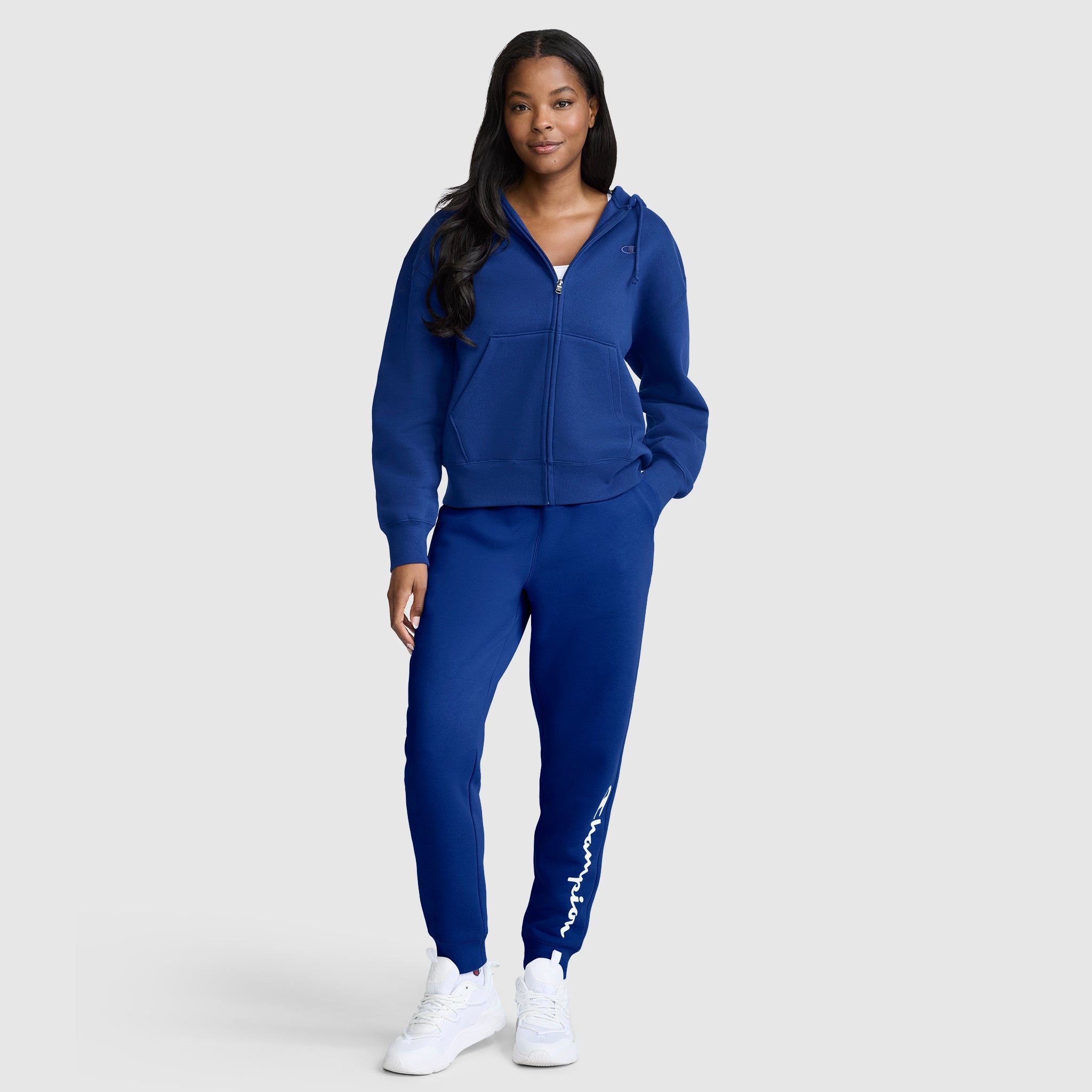 Champion Powerblend sweat zippé femme bleu molleton