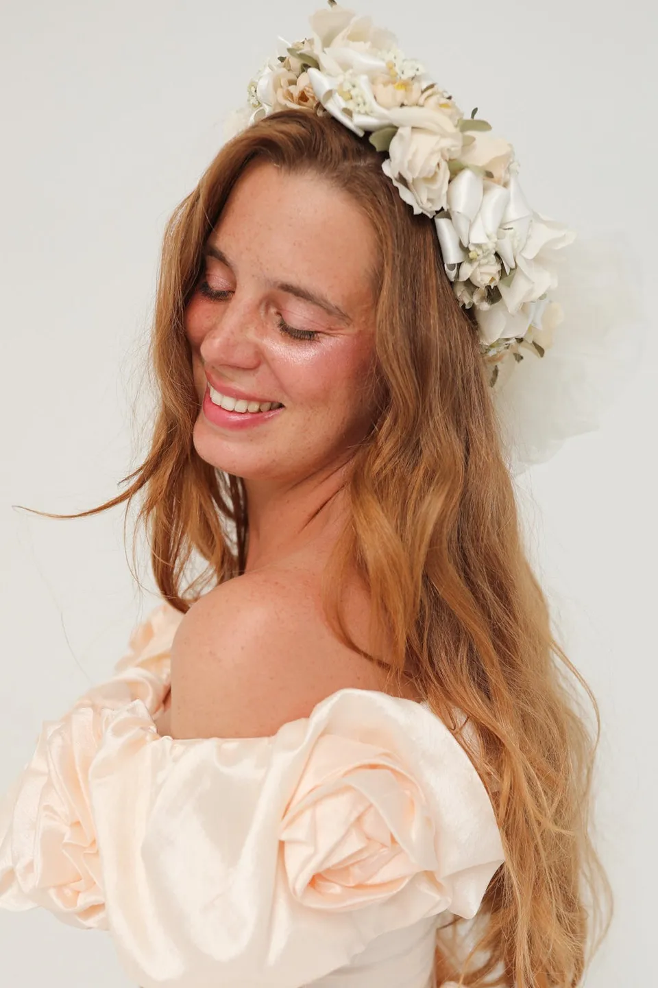 Solène Gisèle Les couronnes Couronne Laura tulle crème fleurs années 90