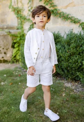 Le Jour de Notre Oui Arsène Blanc tenue enfant short garçon