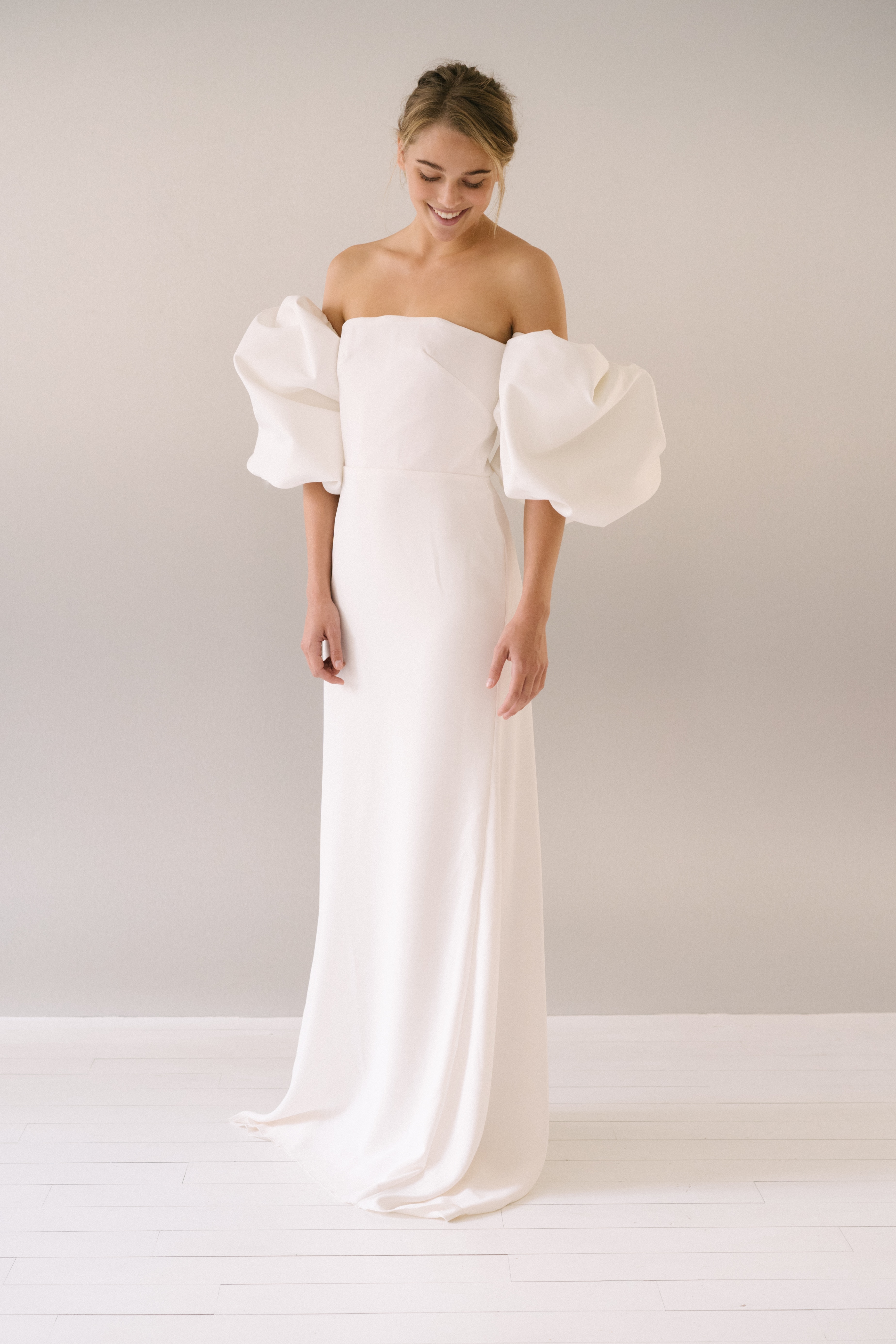 Maison Floret Sur-mesure Magnus avec manches robe bustier crêpe