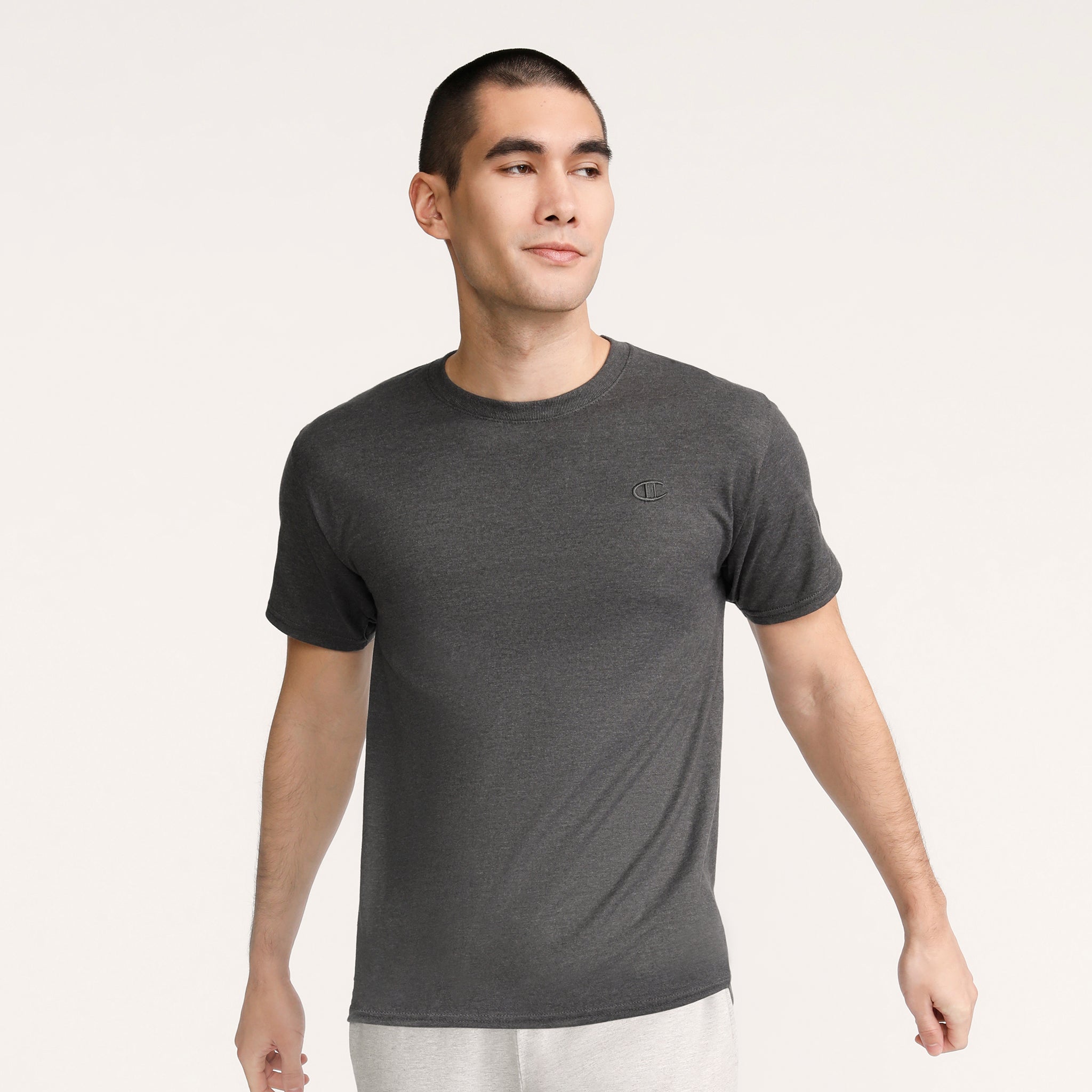 Champion Classic T-Shirt Gris Chiné Coton Logo C