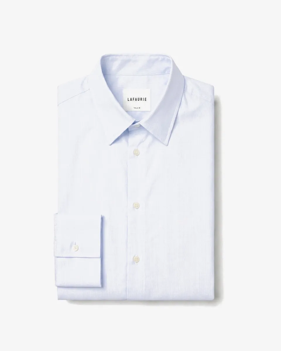 LAFAURIE HARVARD Chemise Homme Blanc Ciel Rayures Droite