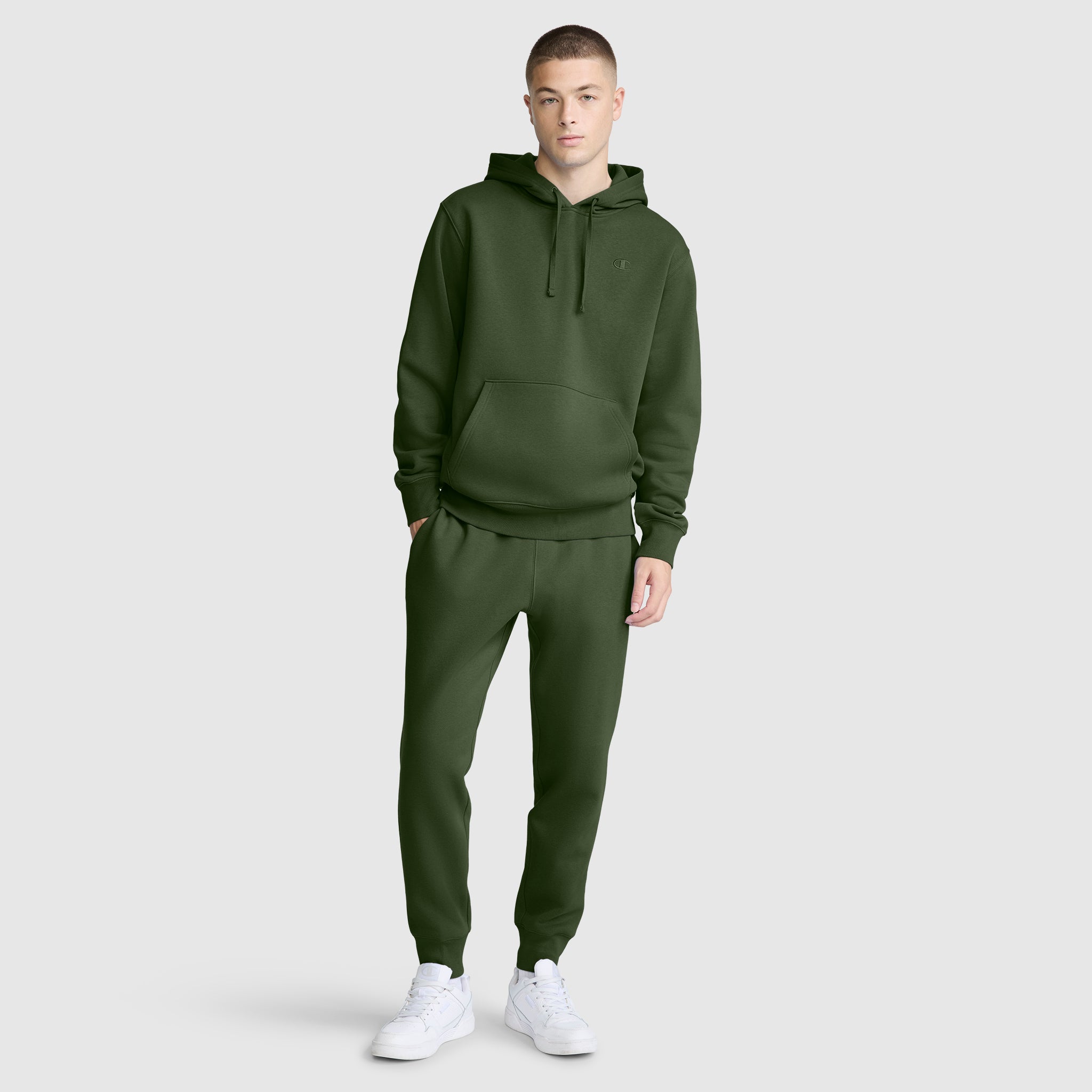 Champion Powerblend Joggers C Logo jogging femme vert coton