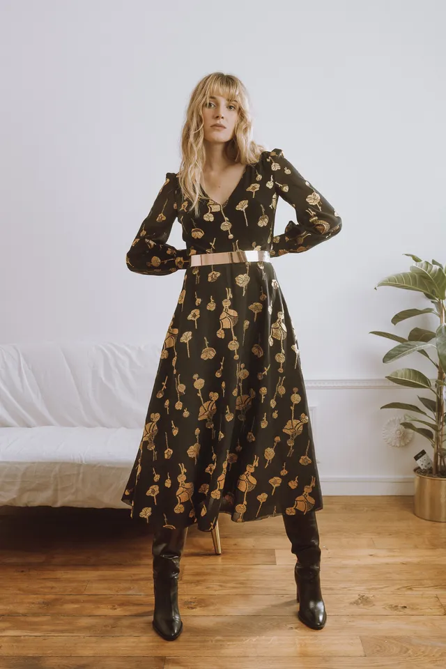 Maison Floret Accessoires Andy robe midi soie lurex