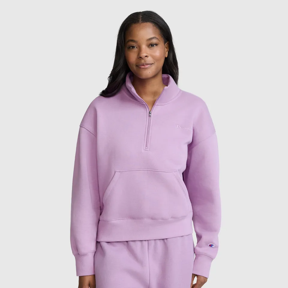 Champion Fleece Mockneck Quarter-Zip sweat Smoky Grape