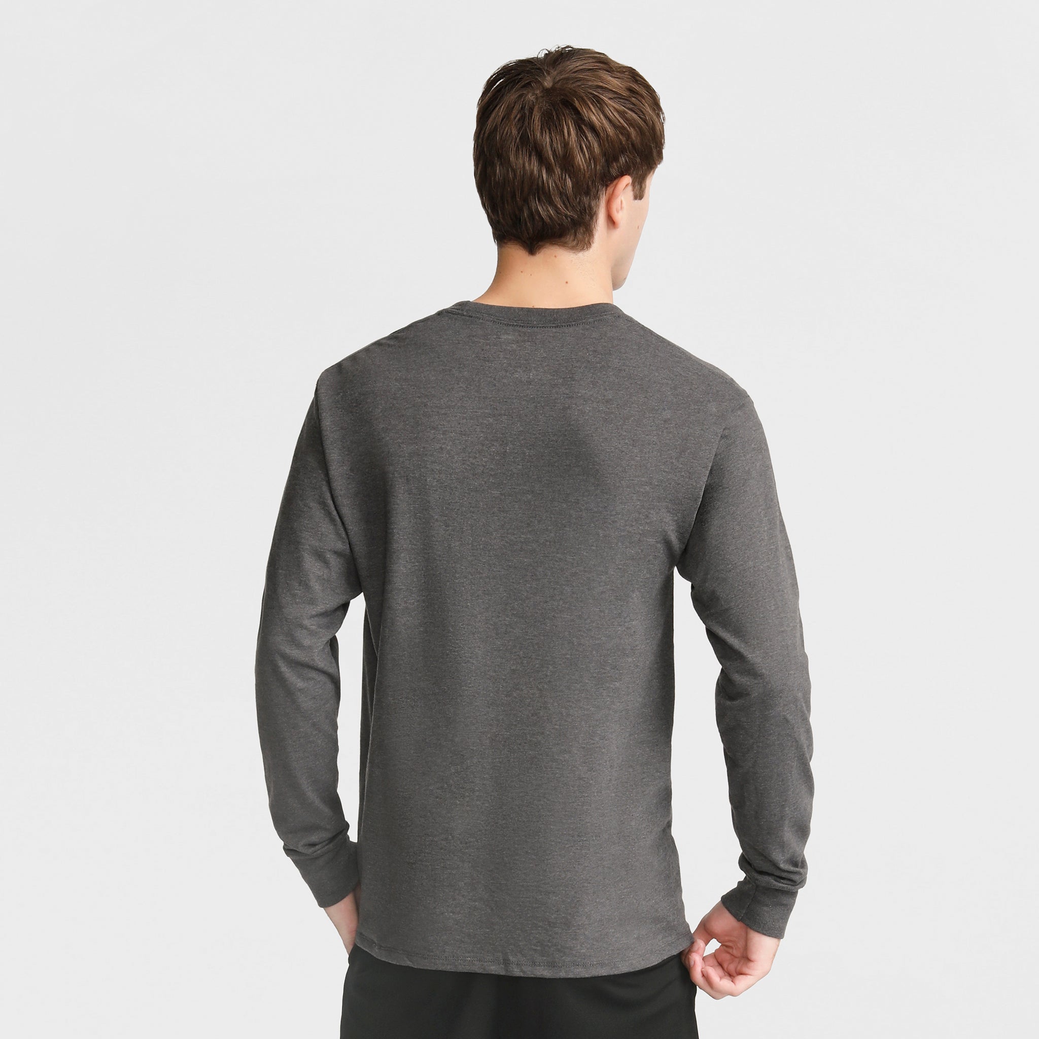 Champion Classic C Logo t-shirt manches longues gris chiné homme