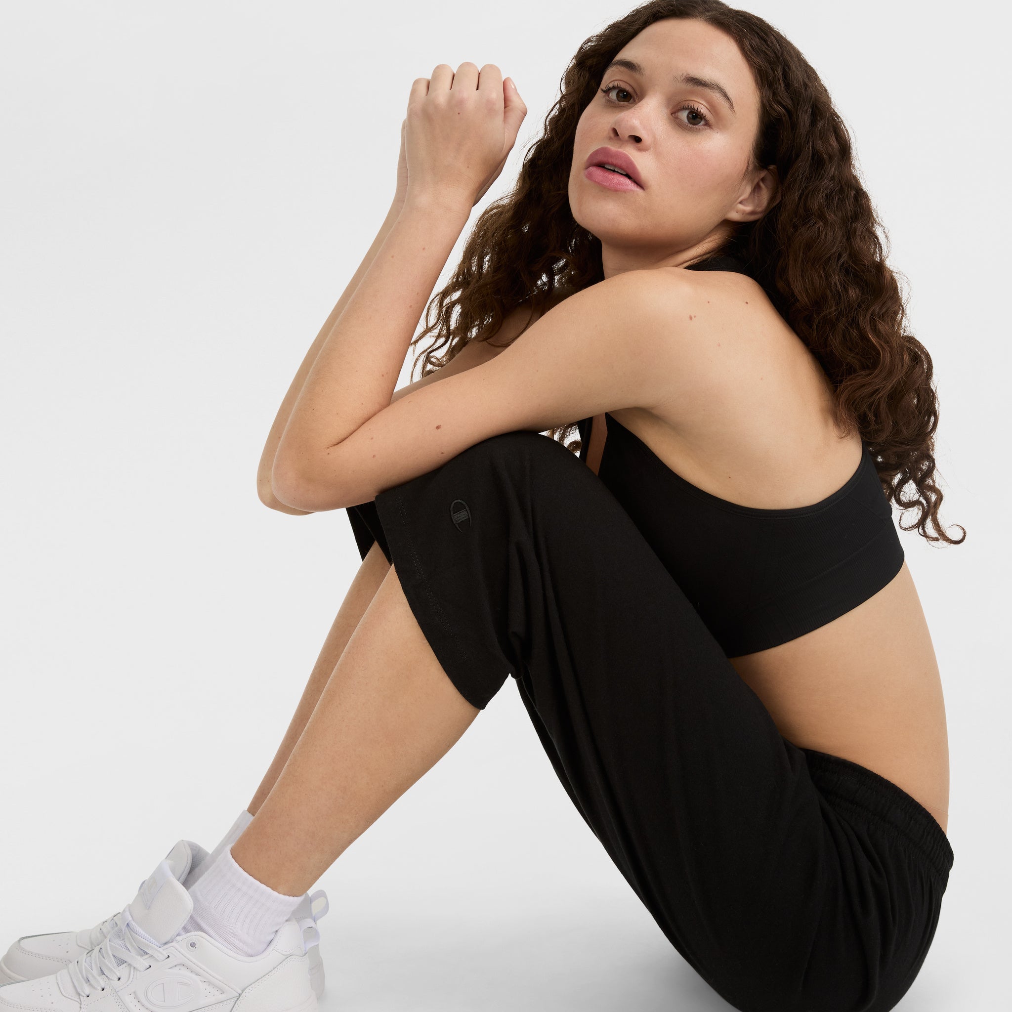 Champion Pants Capri C Logo corsaire femme noir coton léger