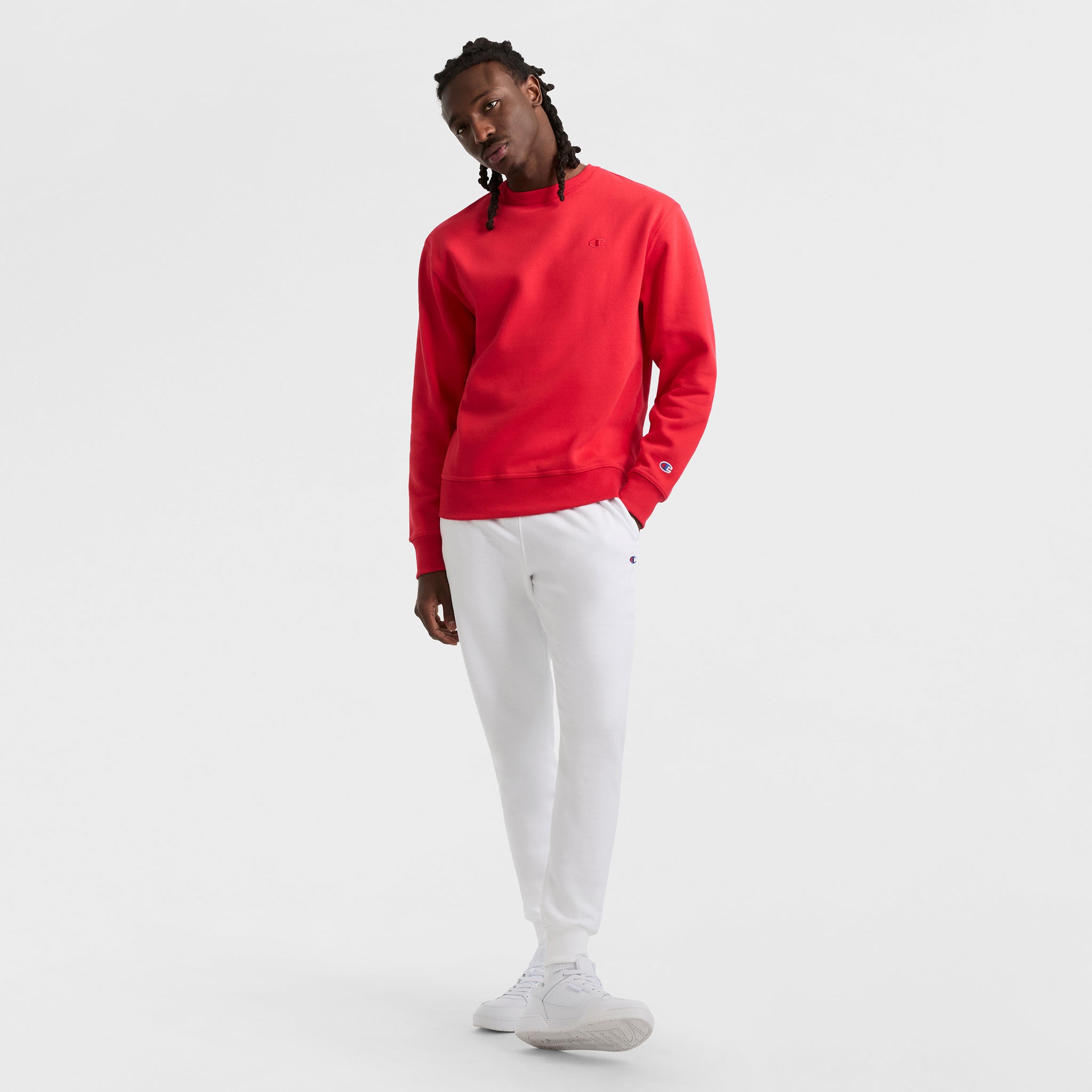 Champion Powerblend Crewneck Sweat Homme Rouge Tango Chaud