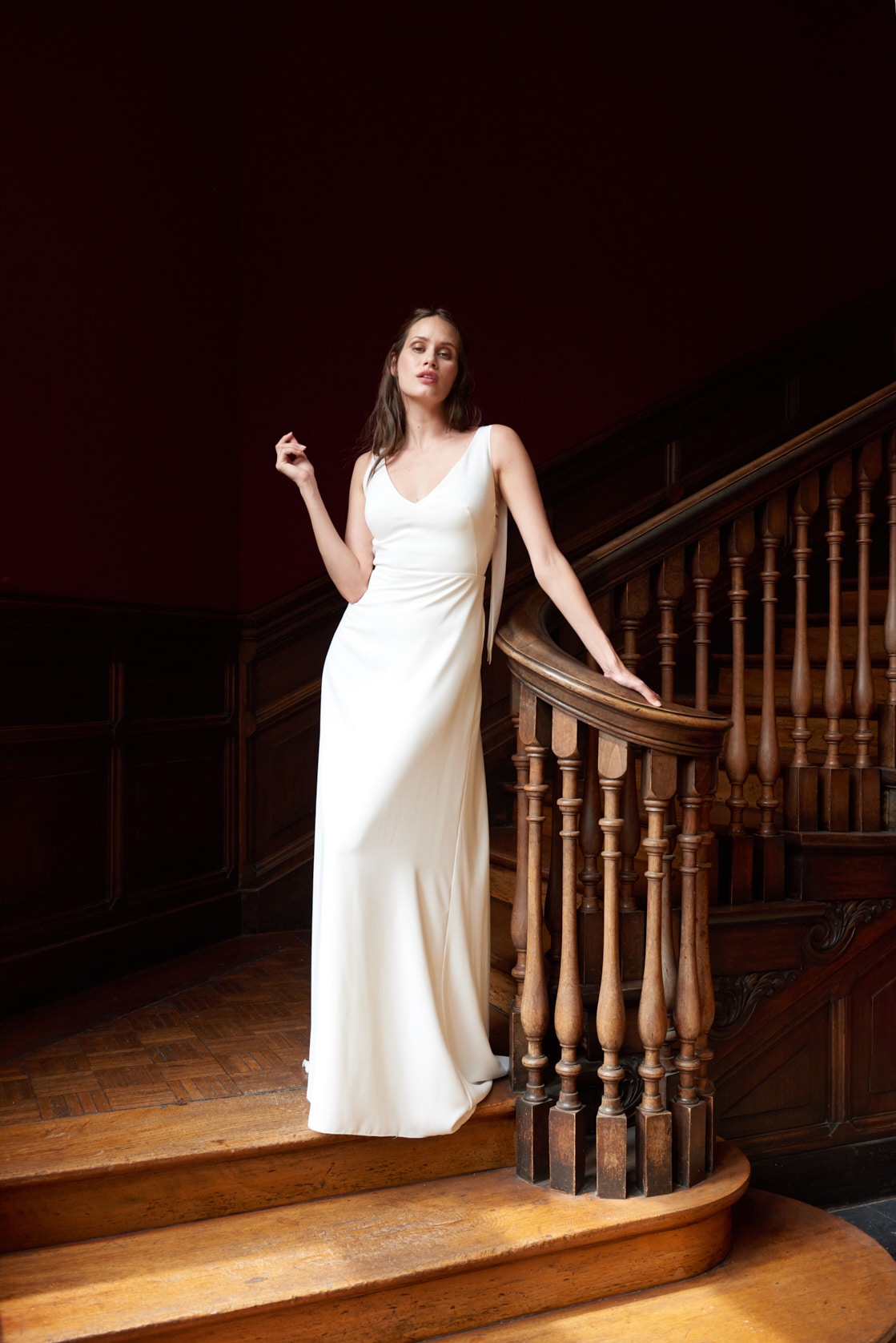 Maison Floret Sur-mesure Byron robe de mariée crêpe bretelles