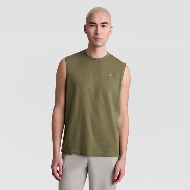 Champion Muscle Tank Débardeur Homme Olive Brûlé Coton