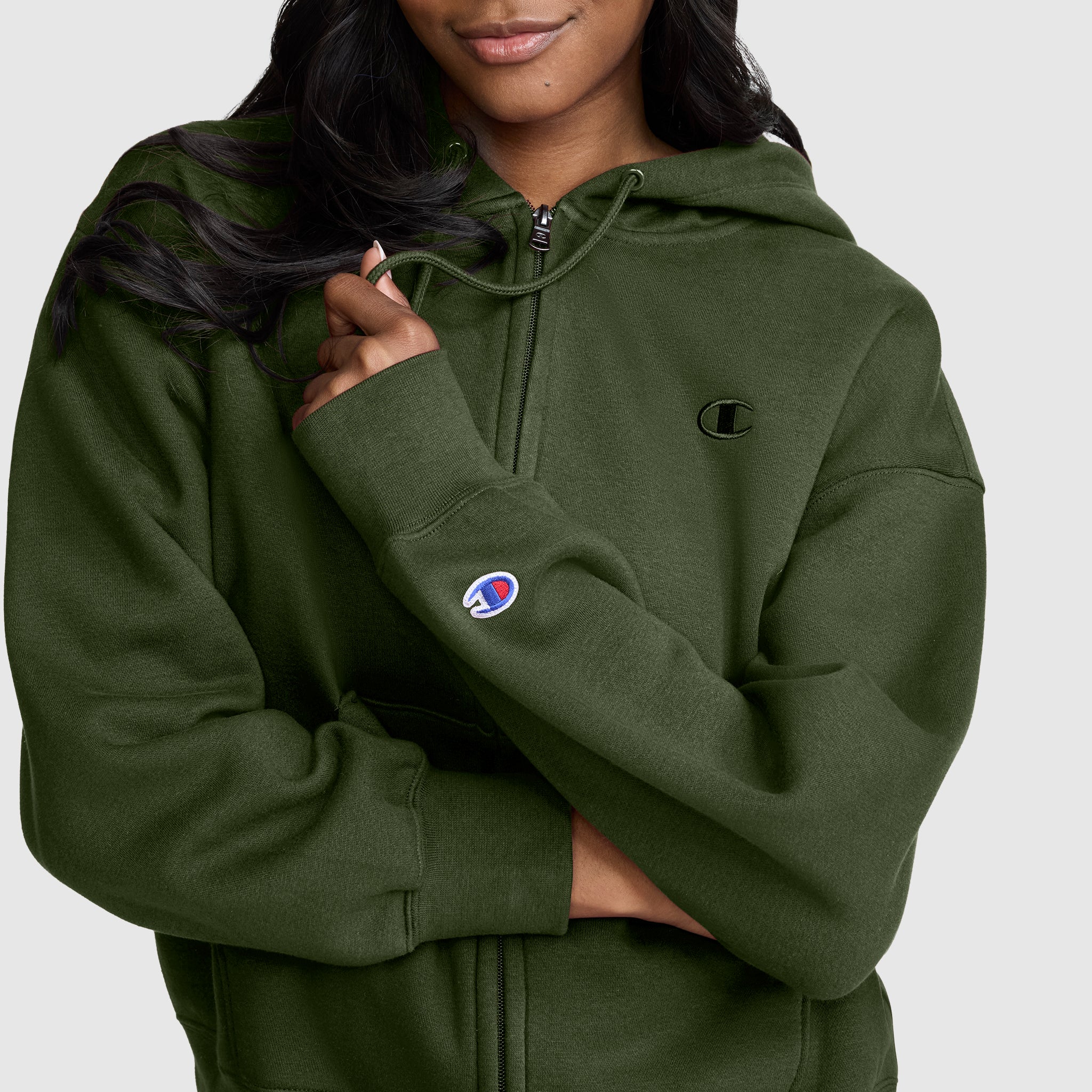Champion Powerblend sweat zippé femme vert molleton