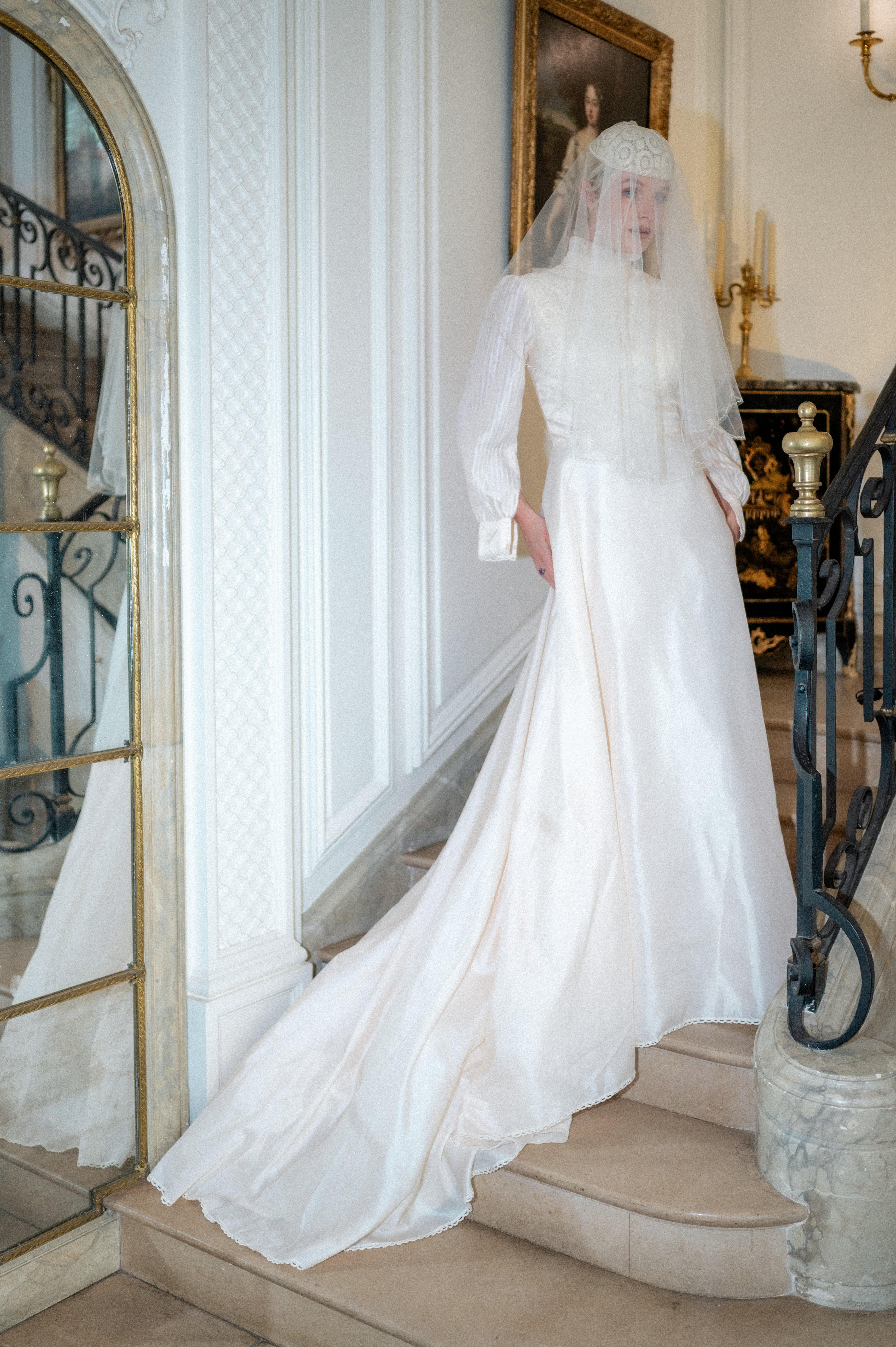 Solène Gisèle Les voiles et chapeaux chapeau voilette crème perles