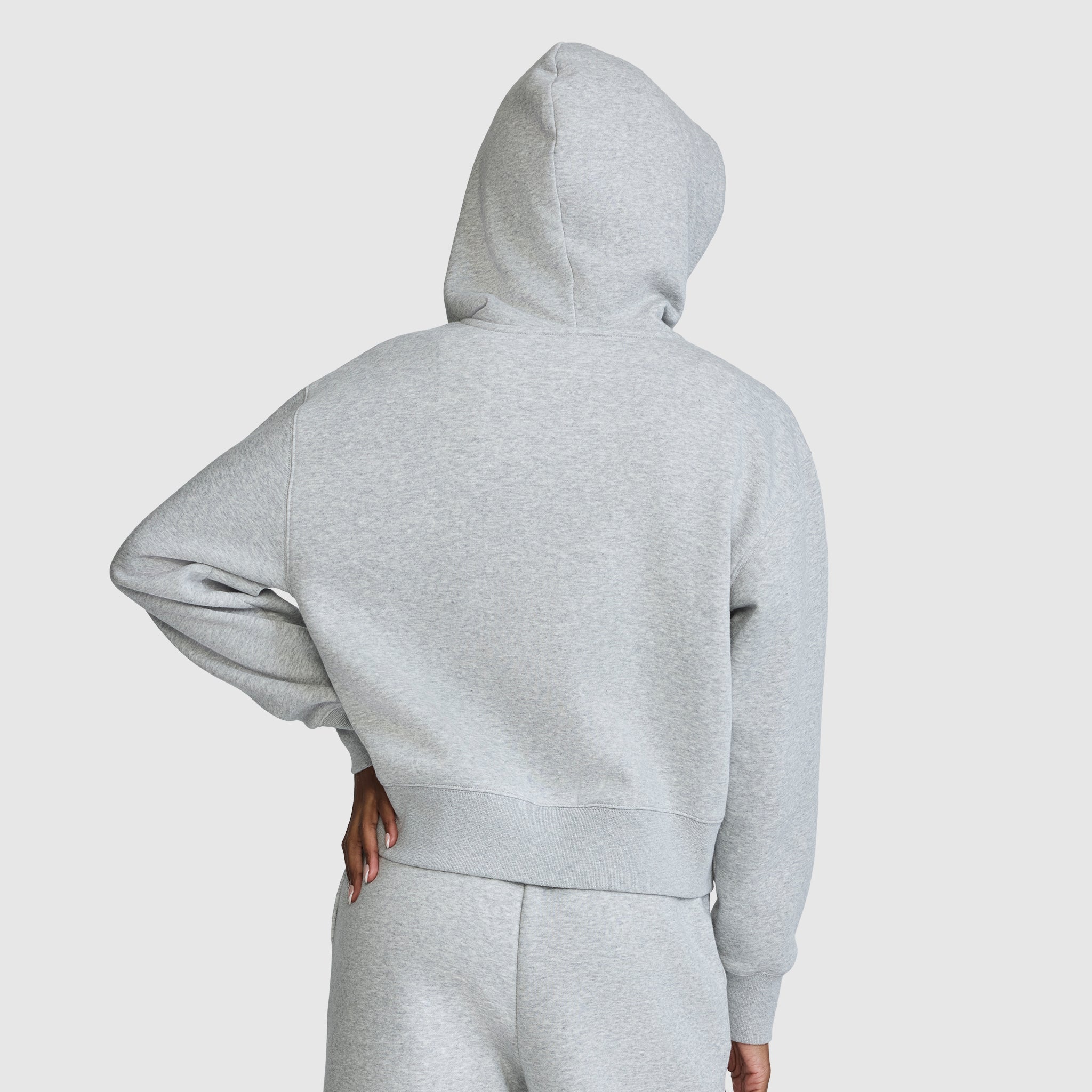 Champion Cropped Zip-Up Hoodie sweat zippé gris coton