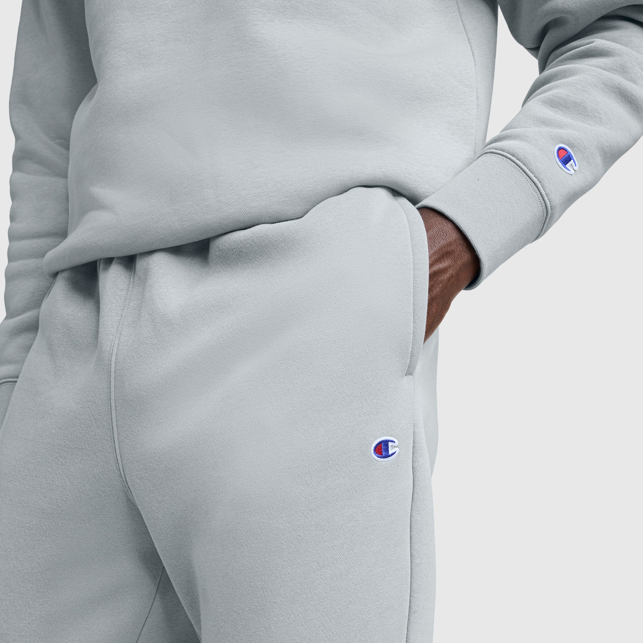 Champion Powerblend Script Logo jogging homme gris coton