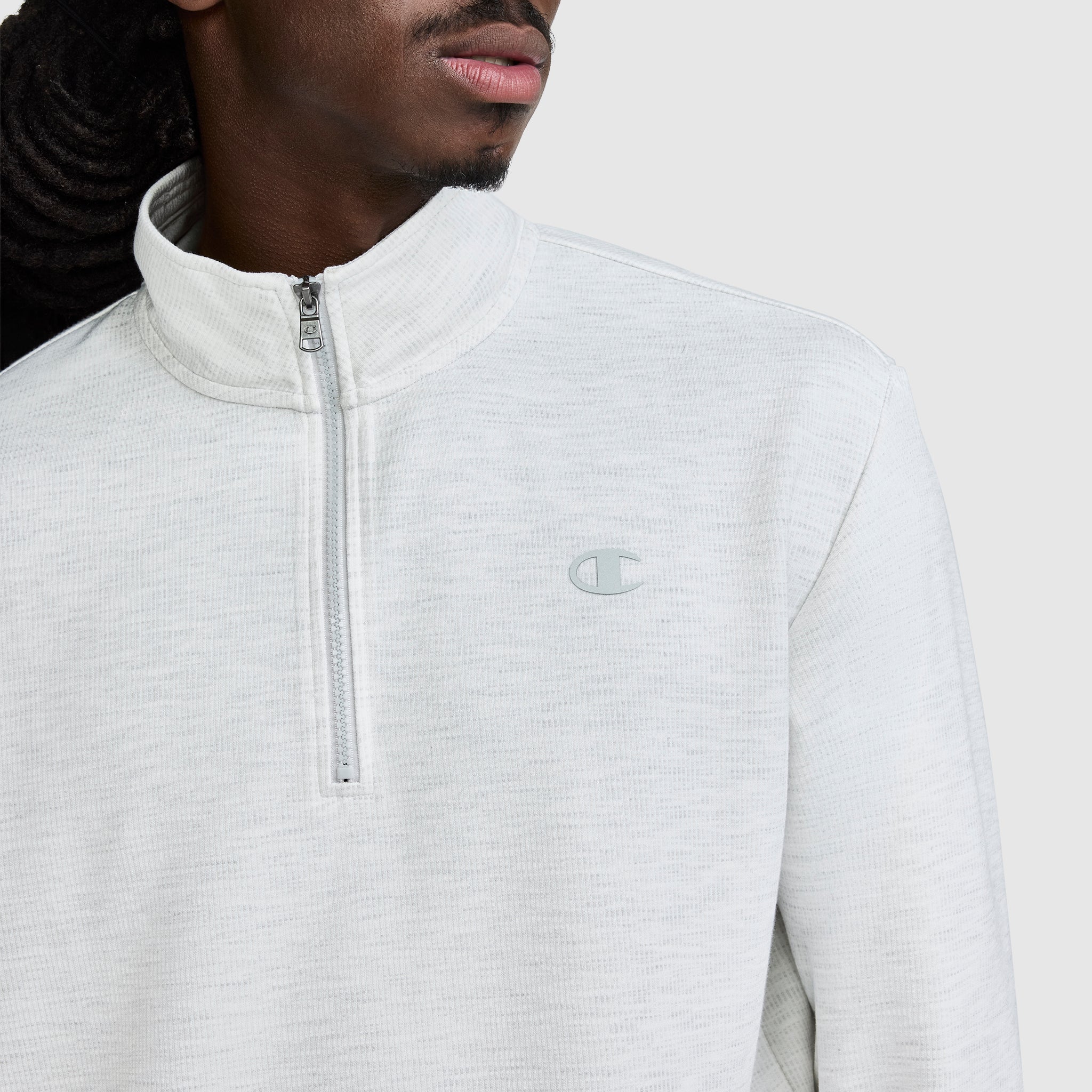 Champion Sport pull 1/4 zip homme gris col montant stretch