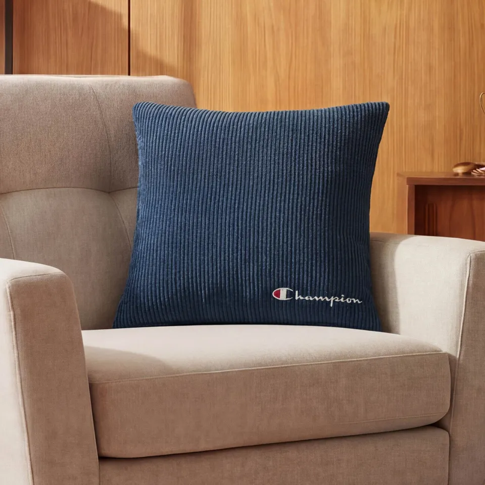 Champion Logo Coussin Carré 45x45 Navy Bleu polyester