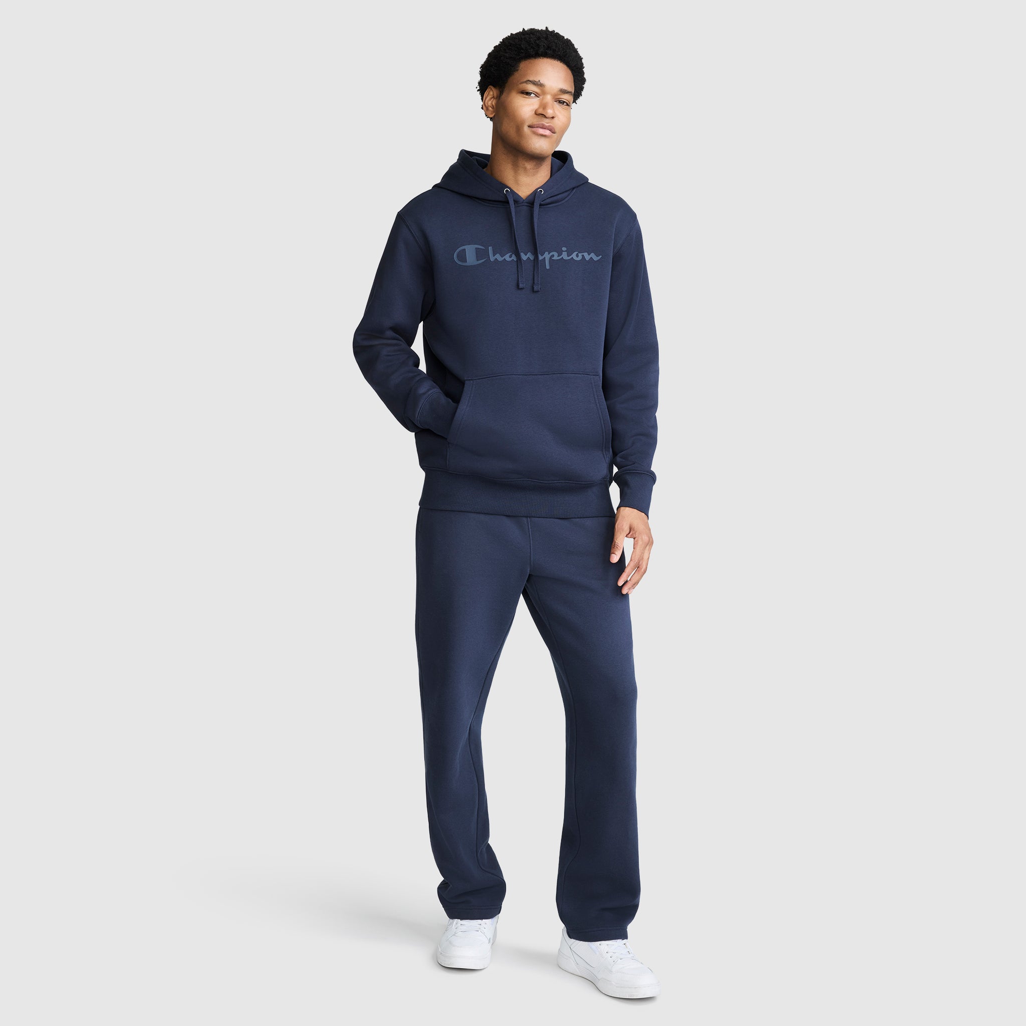 Champion Powerblend Hoodie sweat homme bleu coton
