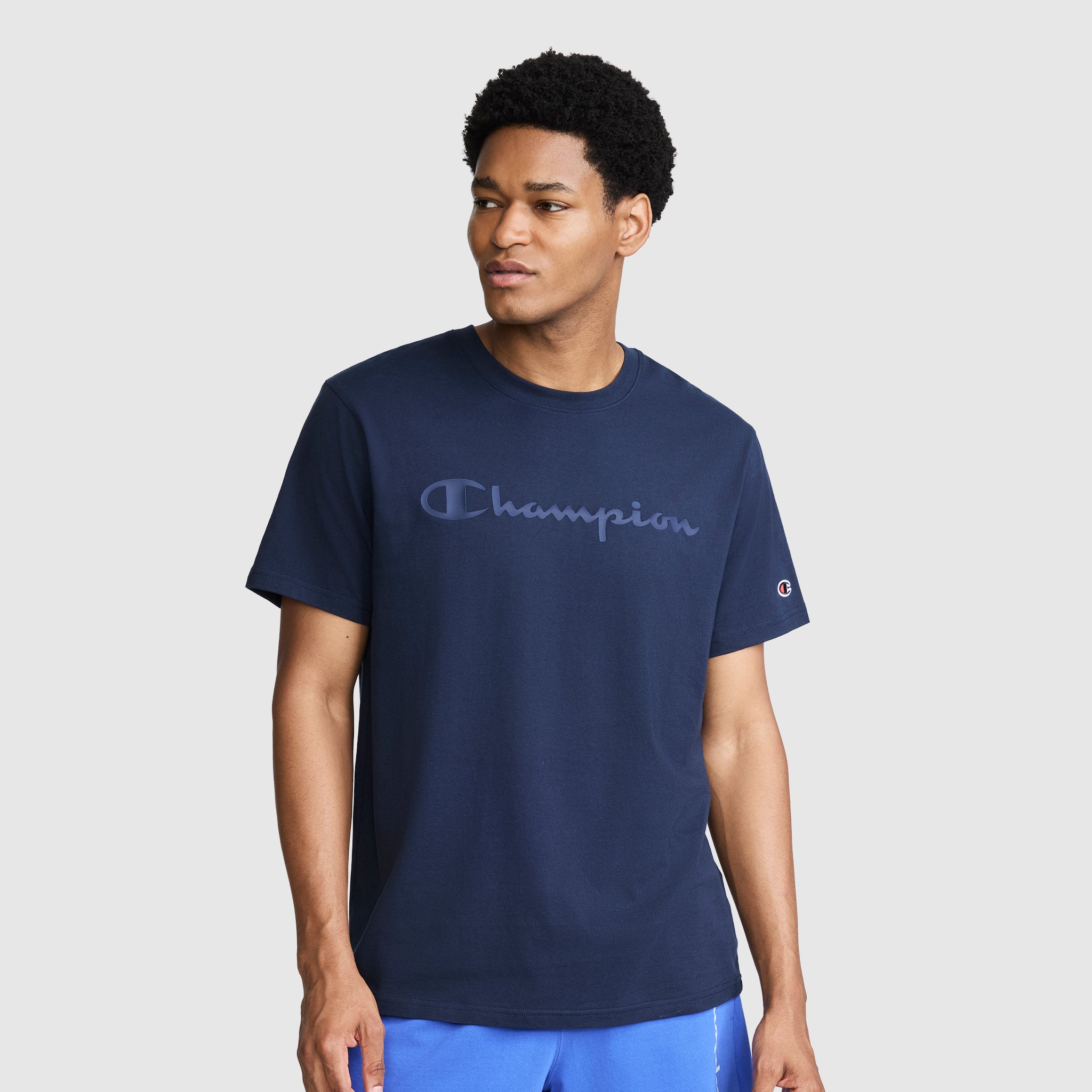 Champion Classic Graphic Tonal Script t-shirt homme bleu marine coton