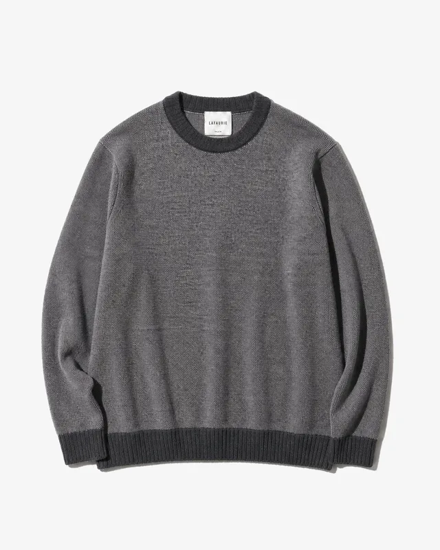 LAFAURIE LEO pull acier anthracite laine mérinos col rond