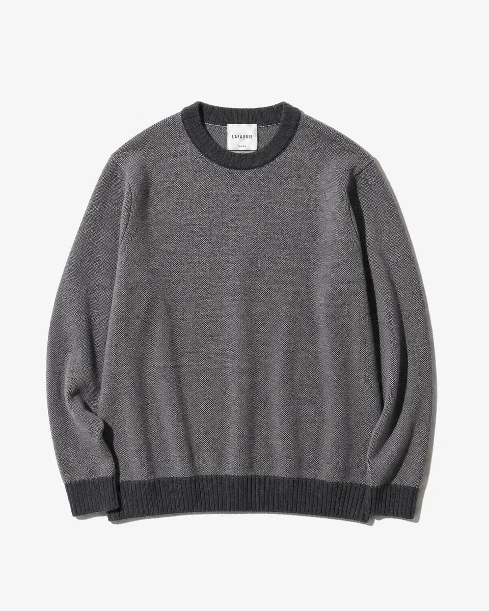 LAFAURIE LEO pull acier anthracite laine mérinos col rond