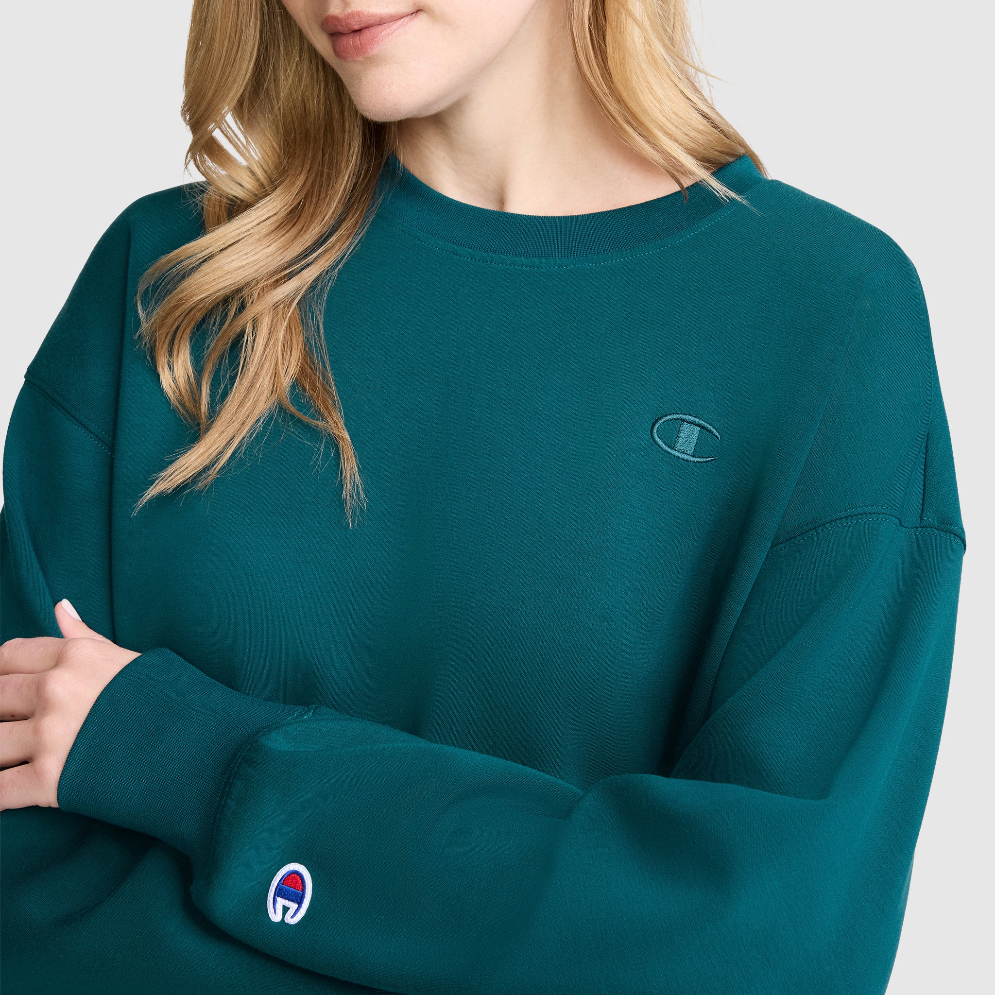 Champion Crewneck Pullover sweat femme Deep Teal modal stretch