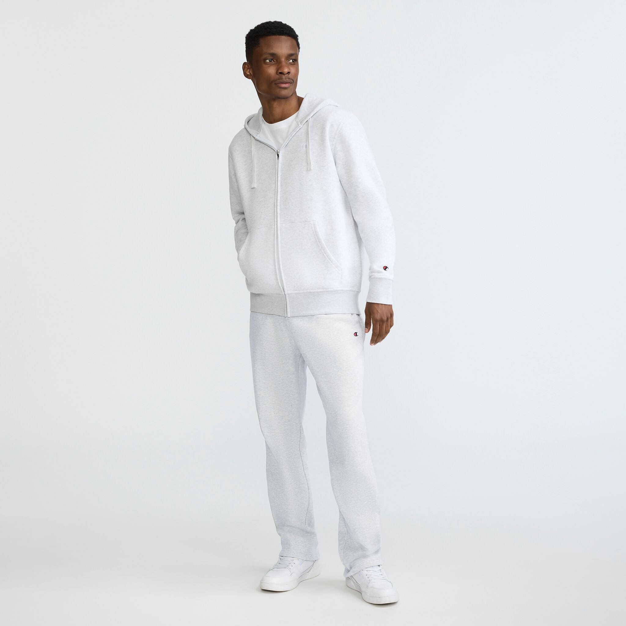 Champion Powerblend Full-Zip Hoodie sweat Gris chiné gratté