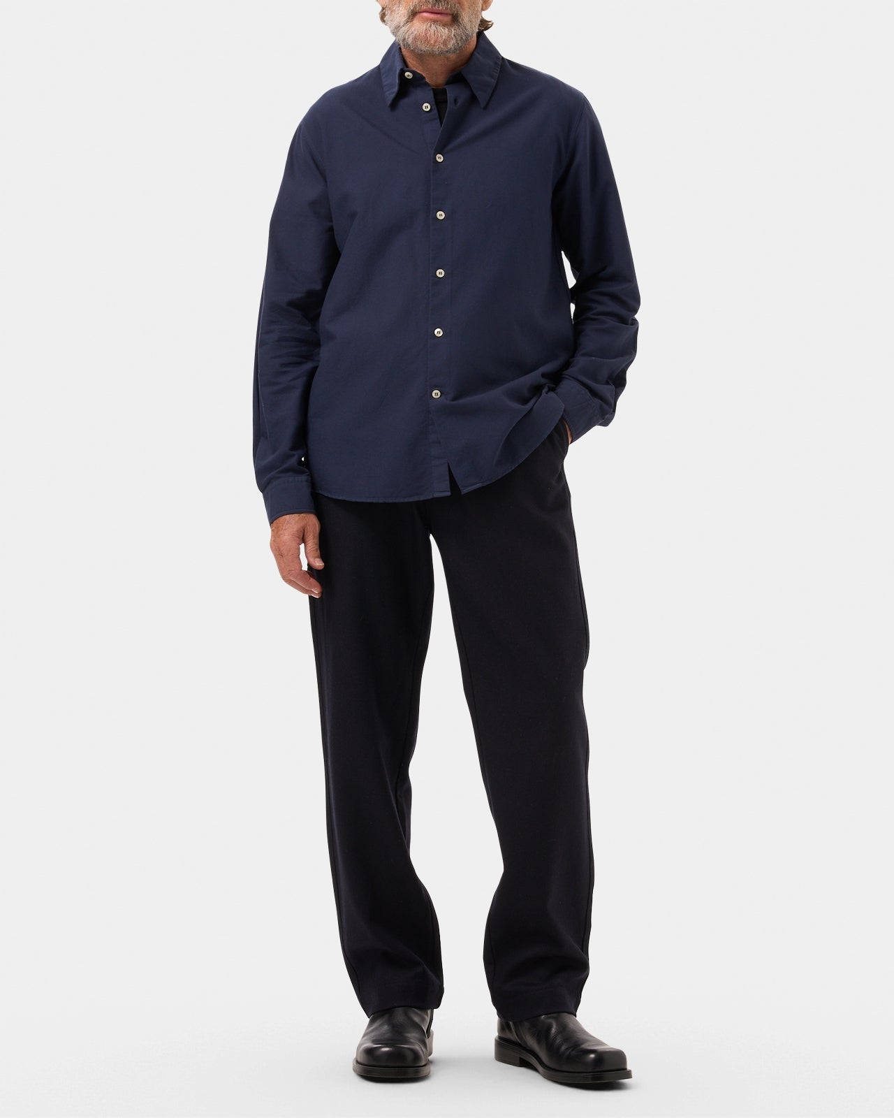 LAFAURIE HUGUES Navy chemise oxford coton coupe droite