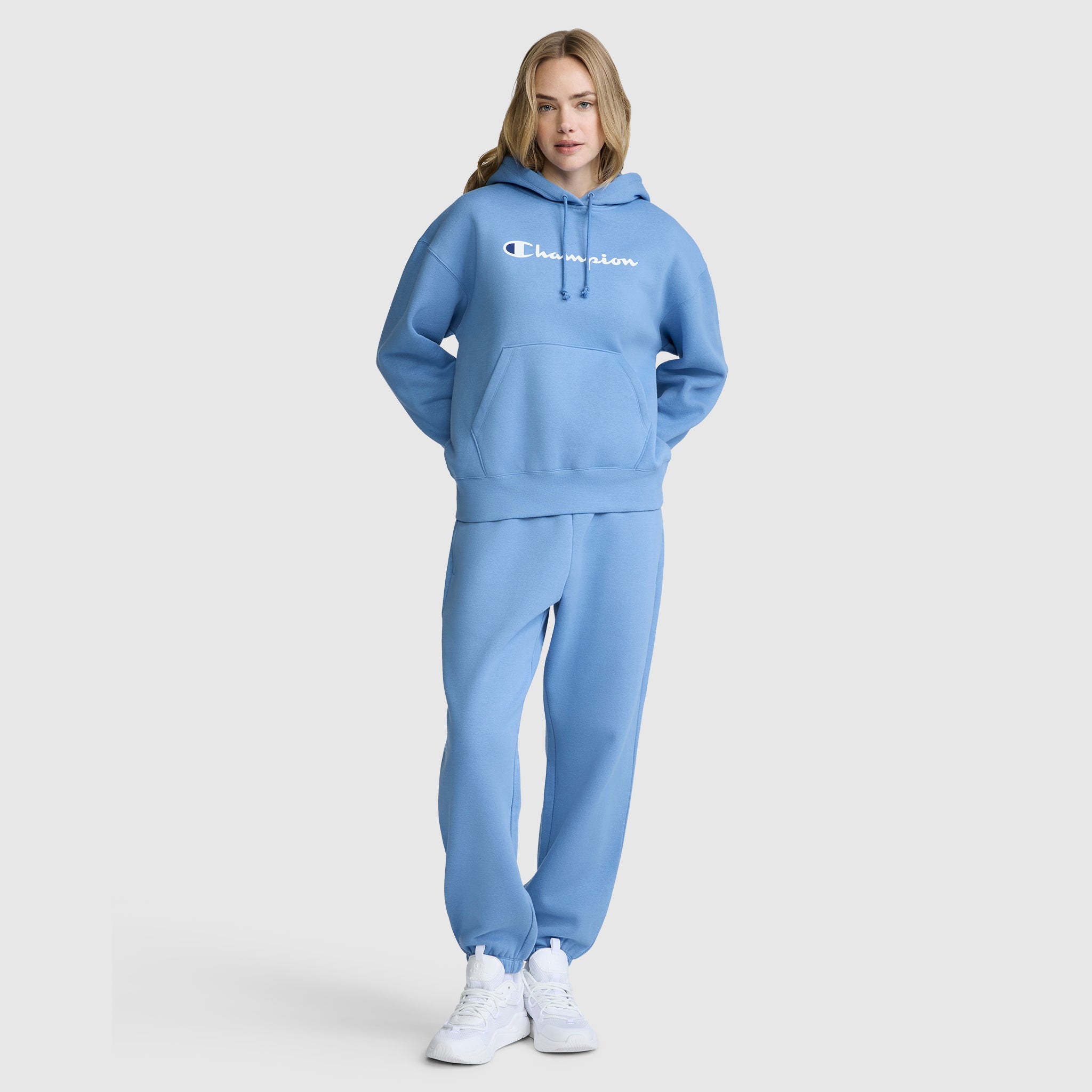 Champion Powerblend Relaxed Hoodie sweat bleu Riviera