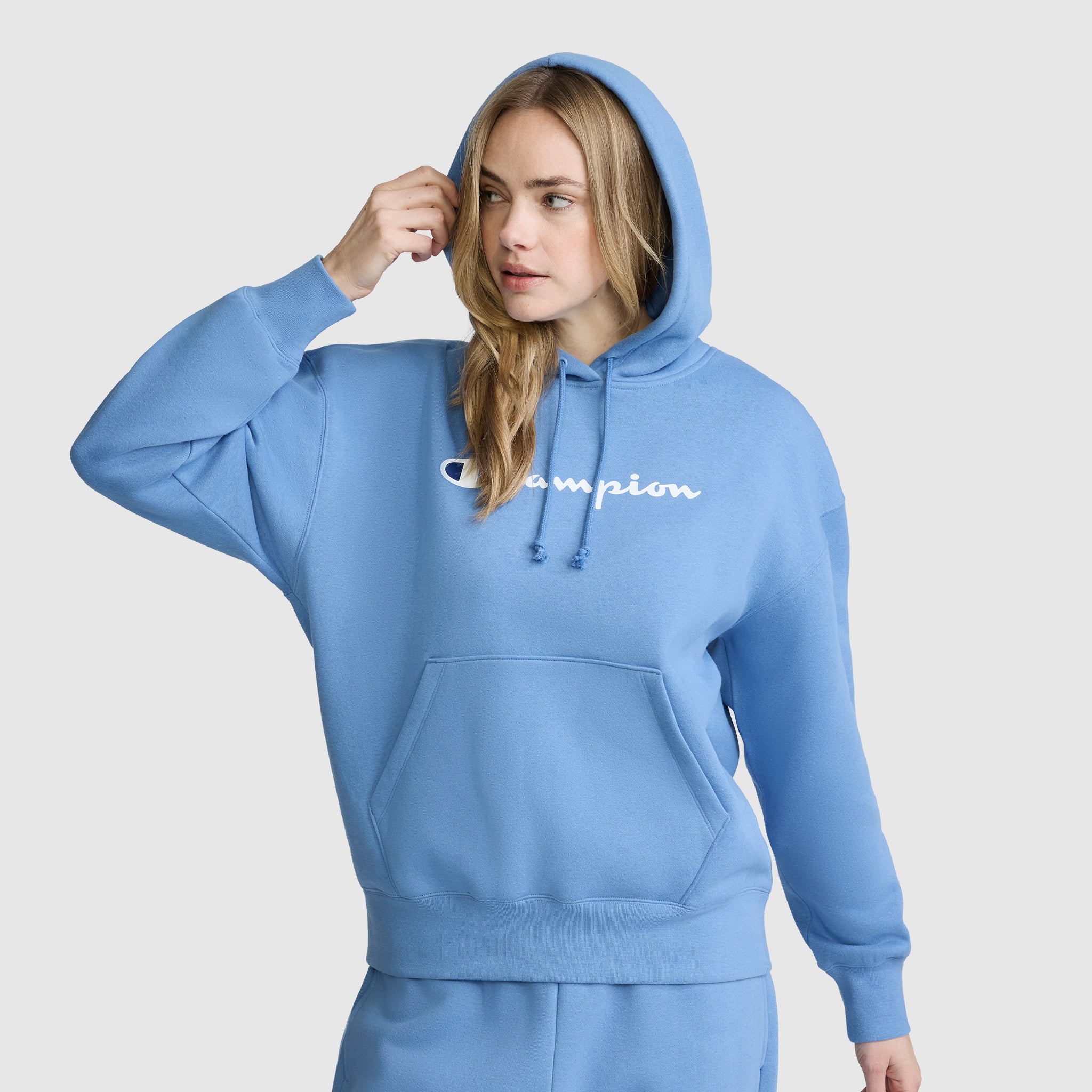 Champion Powerblend Relaxed Hoodie sweat bleu Riviera
