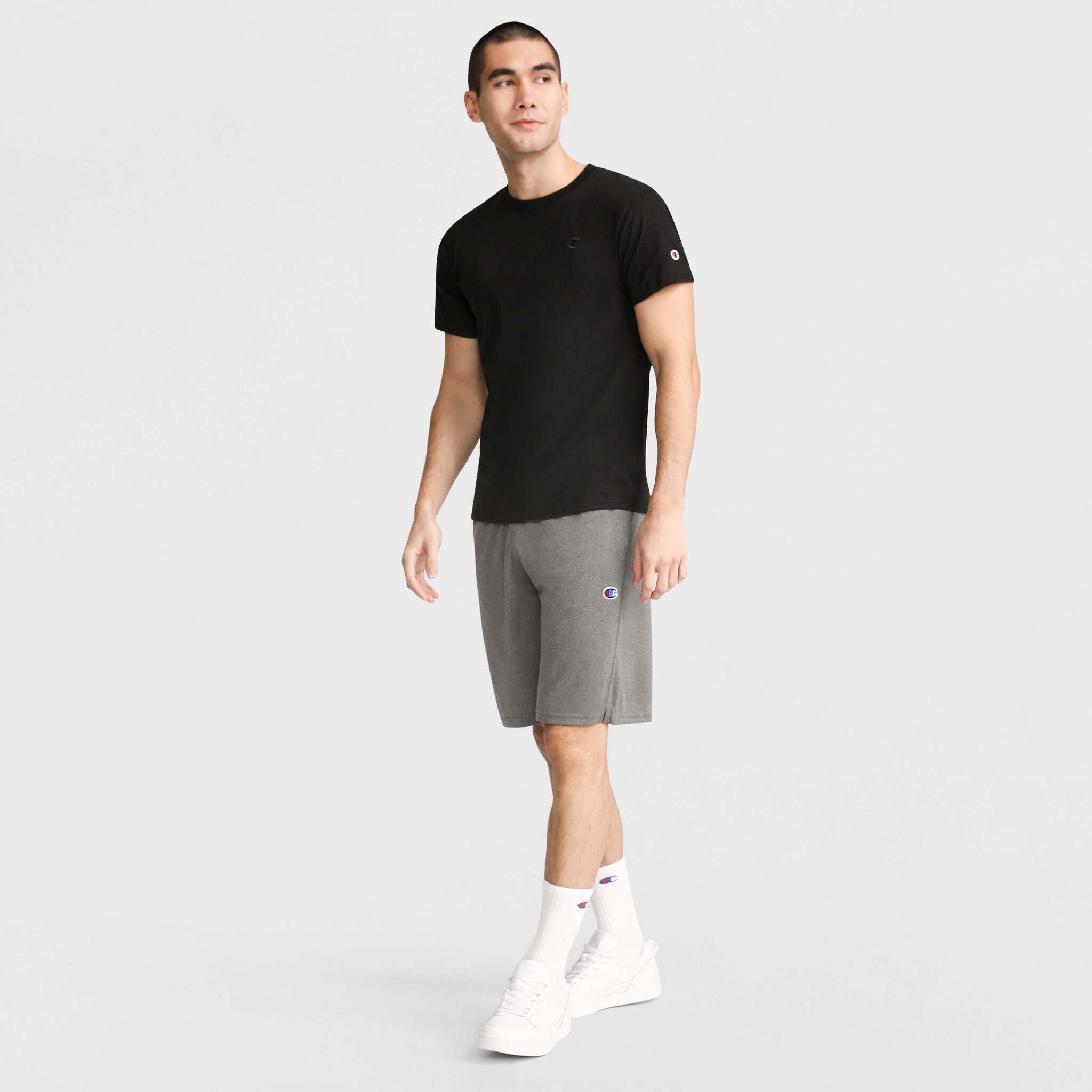 Champion 9" Short coton gris jersey cordon 9 pouces