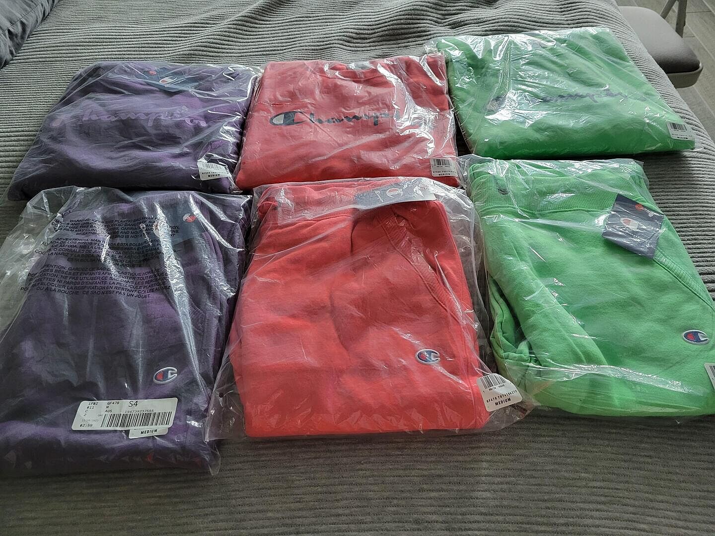 Champion Powerblend Script Logo Sweat Gris chiné coupe ample