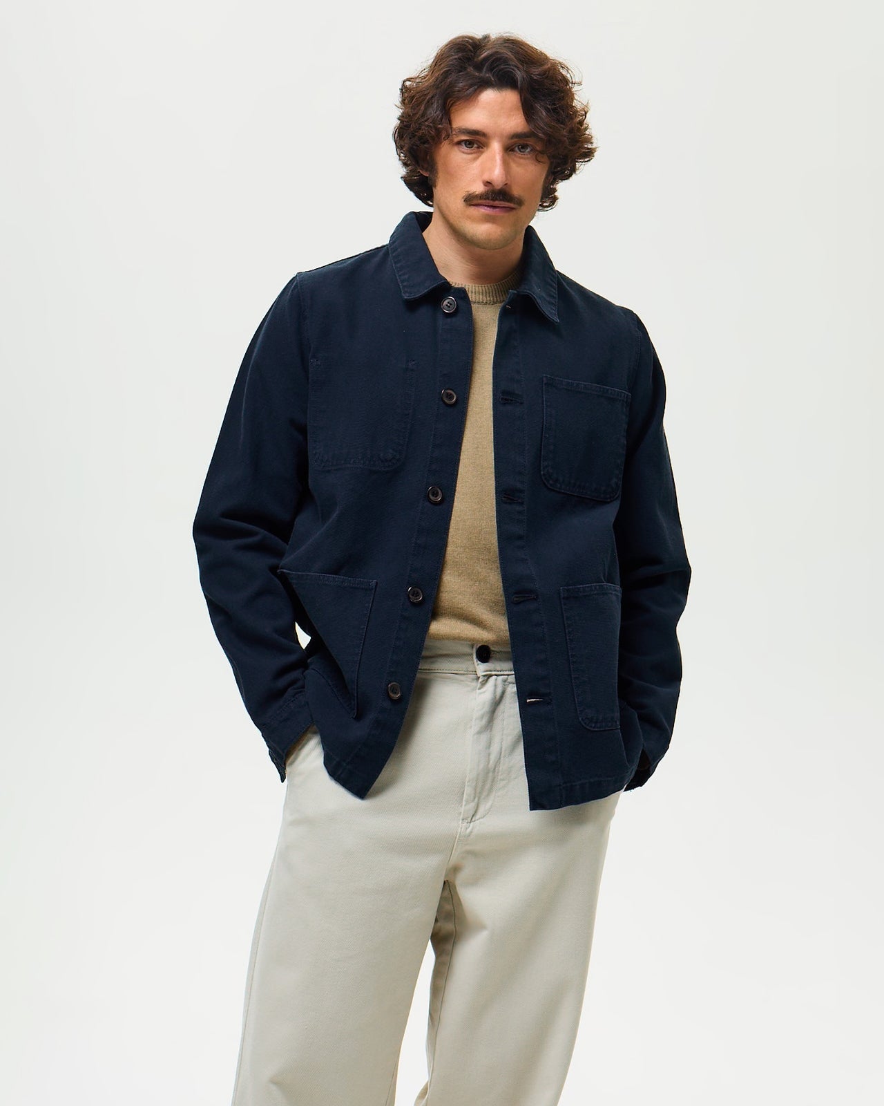 Lafaurie Braque Navy veste de peintre coton coupe droite