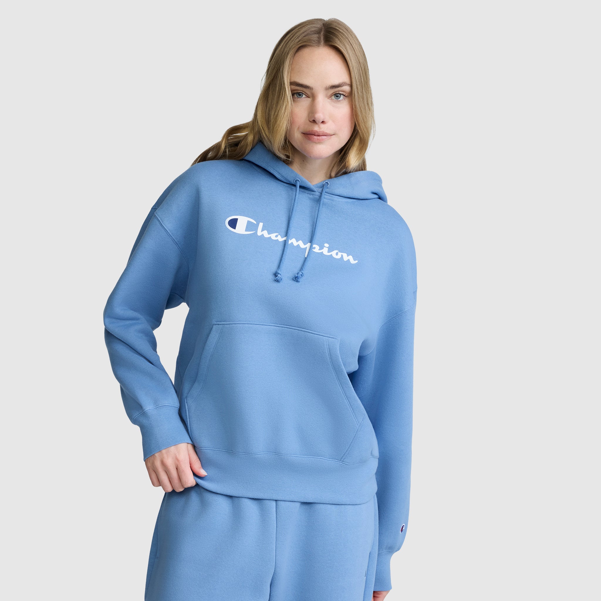 Champion Powerblend Relaxed Hoodie sweat bleu Riviera