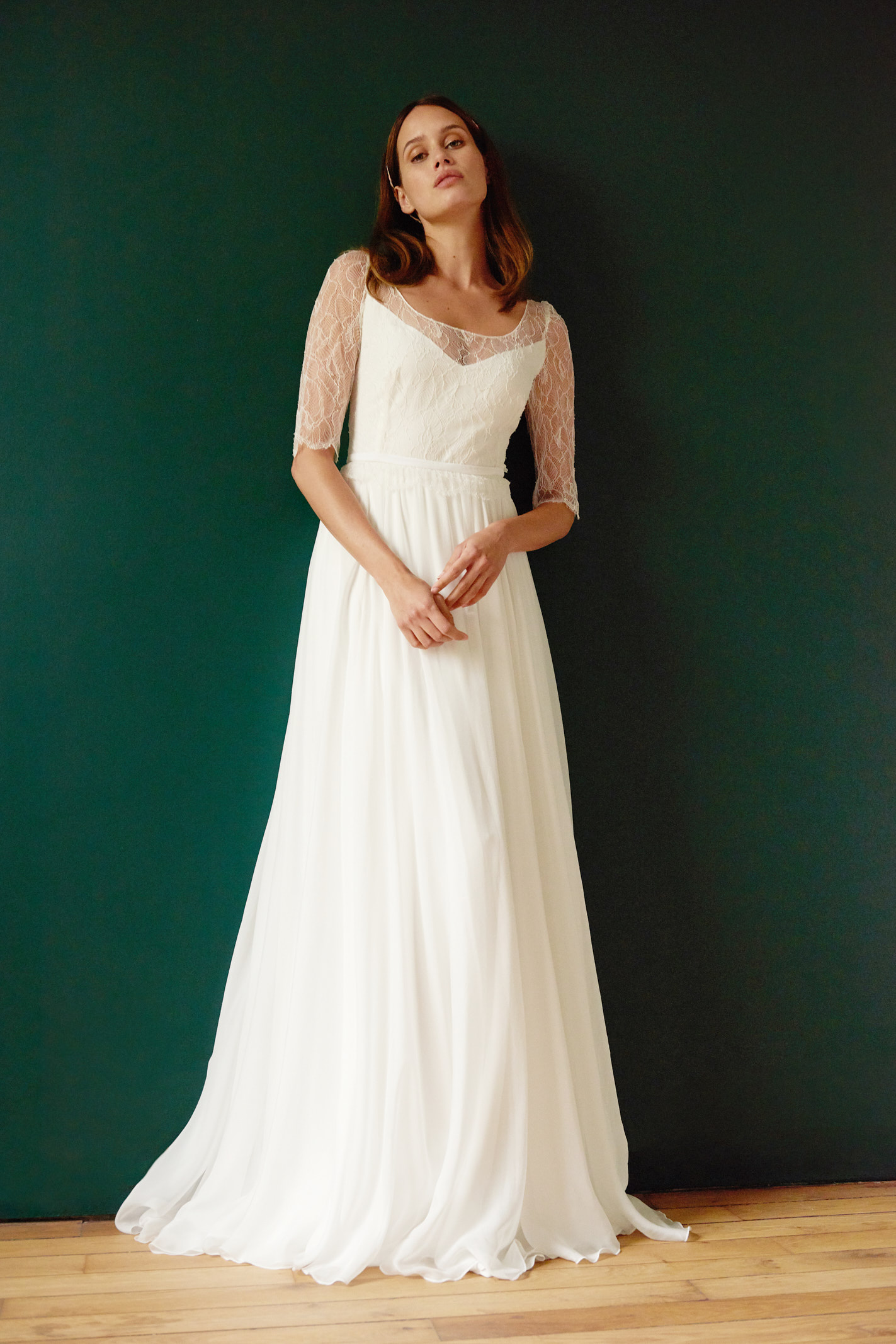 Maison Floret Sur-mesure Clarence robe mariée dentelle Chantilly