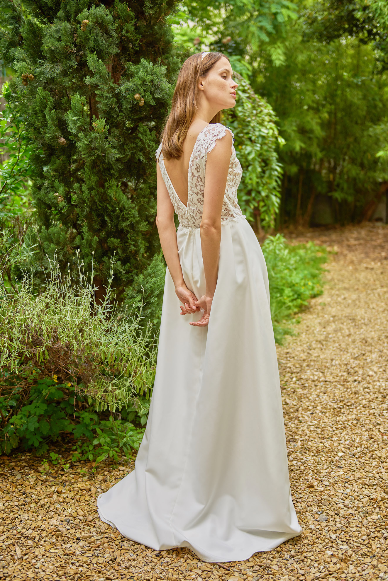 Maison Floret Sur-mesure Dustin robe de mariée dentelle satin